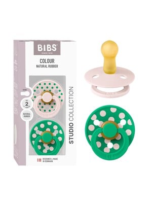 BIBS Pacifier Studio Colour 2 Pack Polka Latex Size 2 Petal Cactus