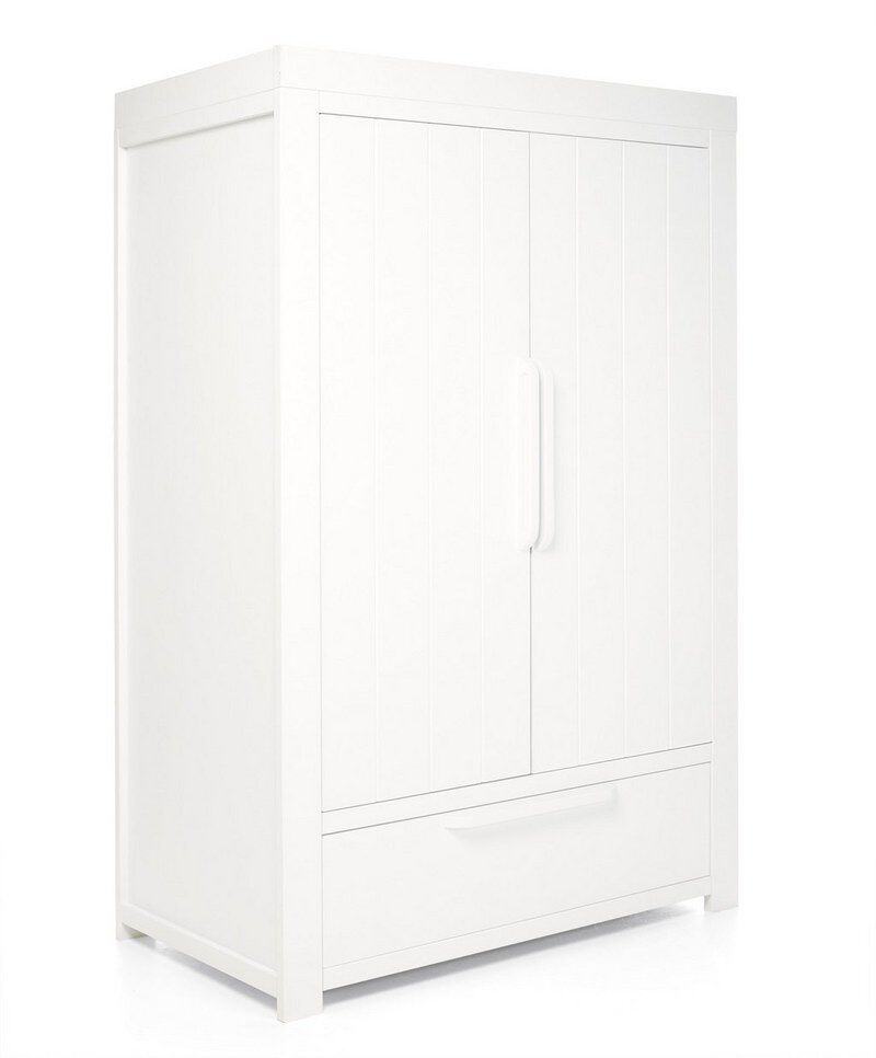 Franklin 2 Door Kids Wardrobe with Drawer - White image number 1