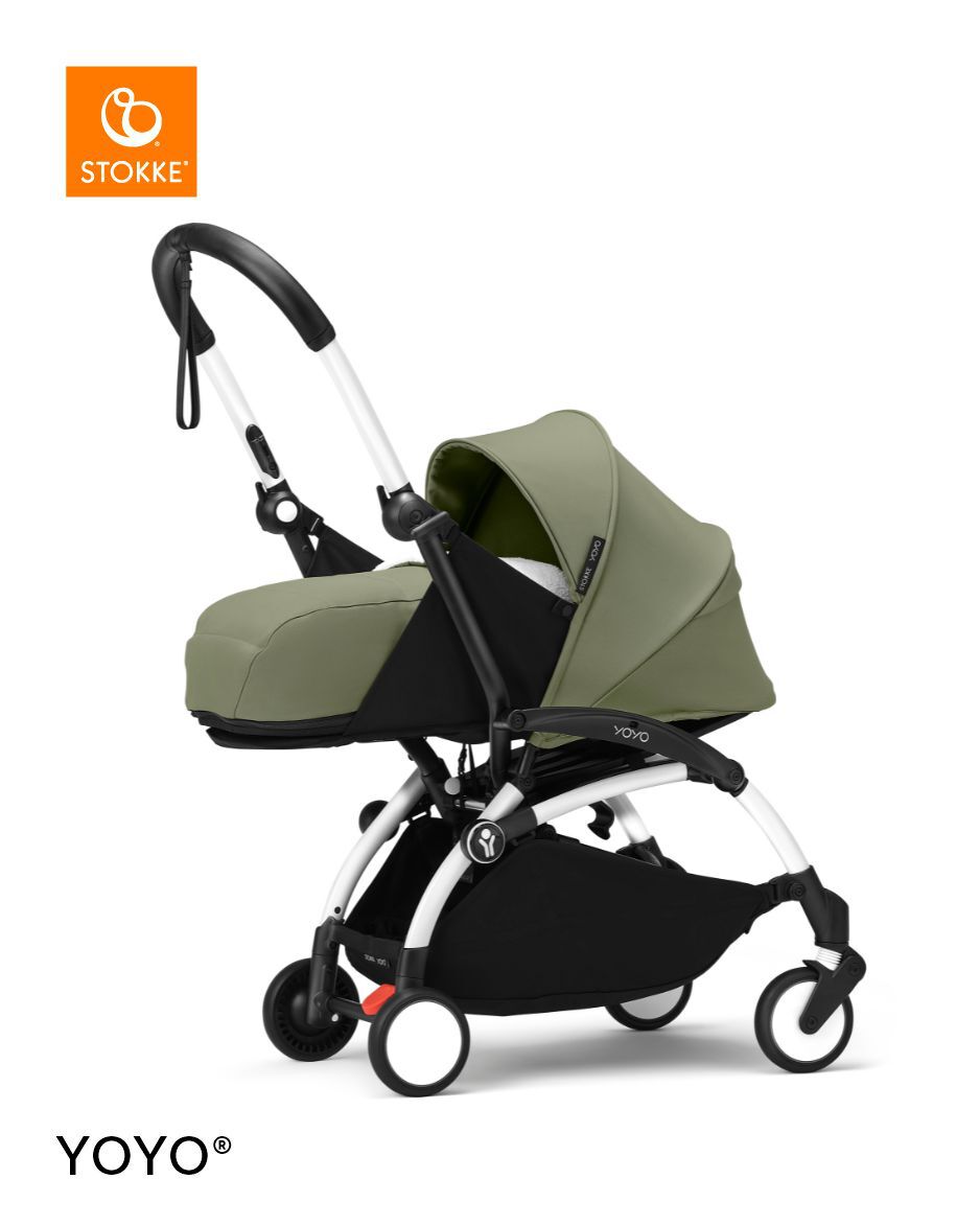 Stokke YOYO3 White Frame with 0+ Newborn Pack - Olive & Cup Holder (3 Pieces) image number 2