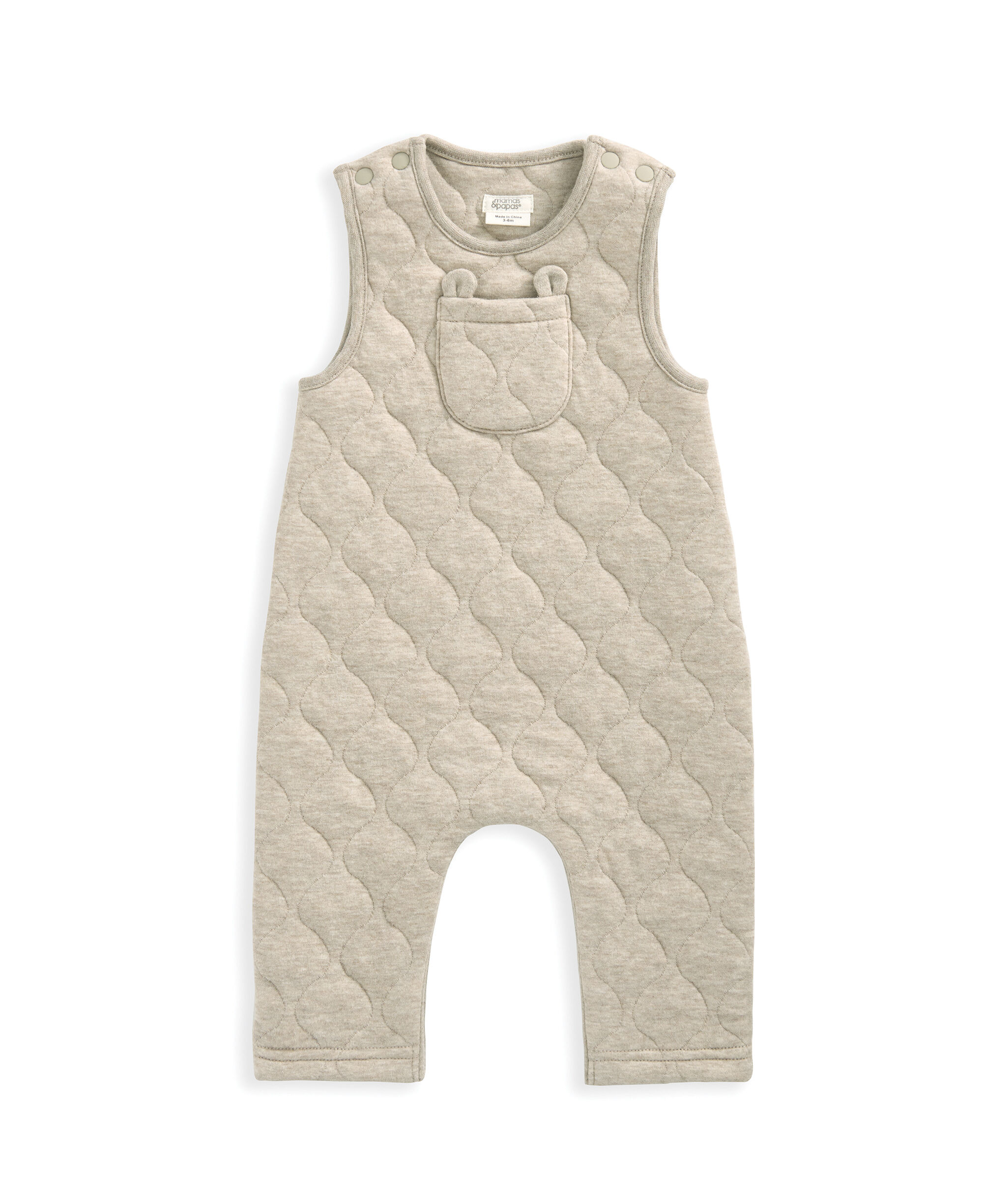 Quilted Dungarees & Bodysuit Set - Sand image number 4