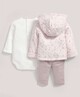 Quilted Jacket with Bodysuit & Legging Set Pink- New Born image number 2