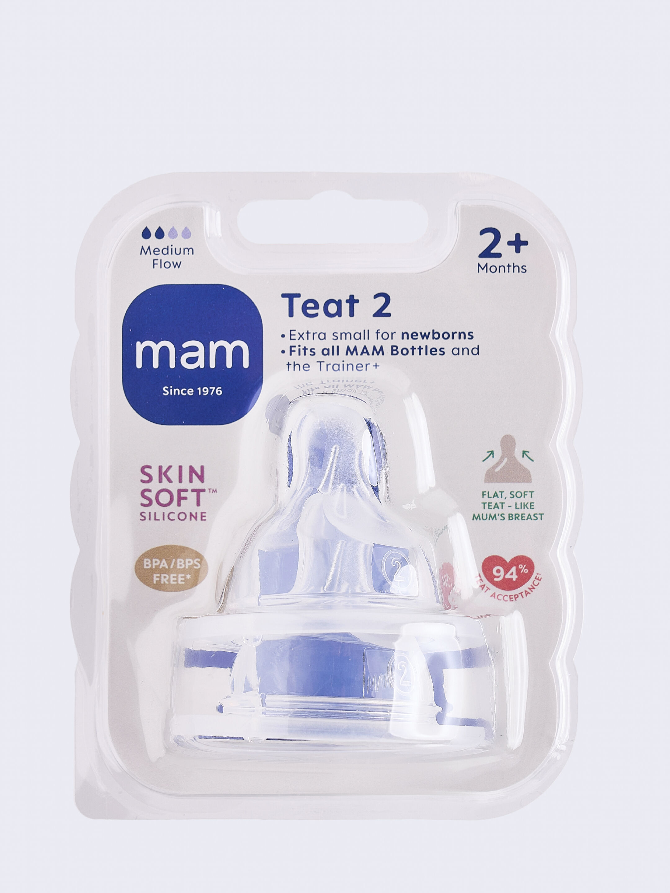 Mam Baby Teat Size 2 Silicone Teat/Spout - 2 M+ | Clear  Clear  - Pack of 2 image number 4