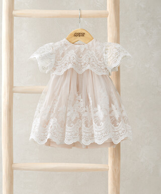 Pink Lace Frill Sleeve Dress