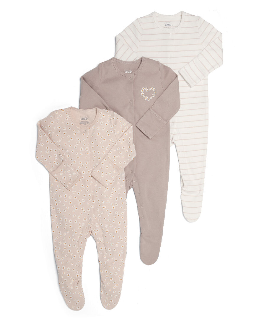 Pink Multishade Sleepsuits - 3 Pack