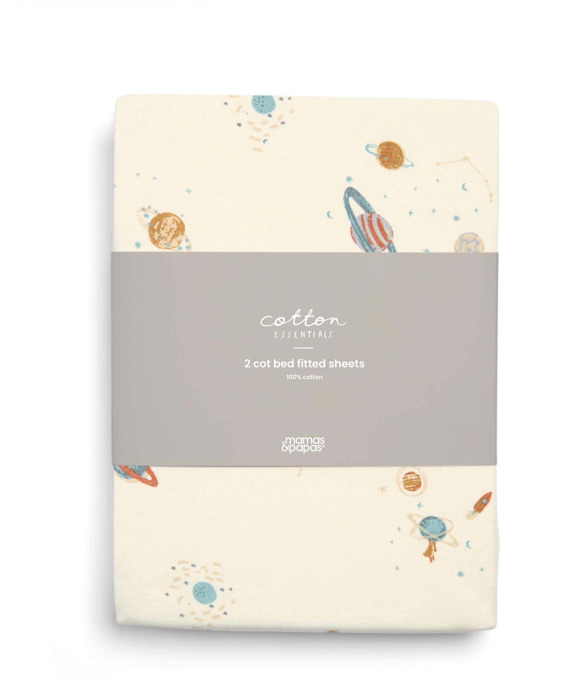 2 Cot/Bed Fitted Sheets - Planet/Blue star image number 2