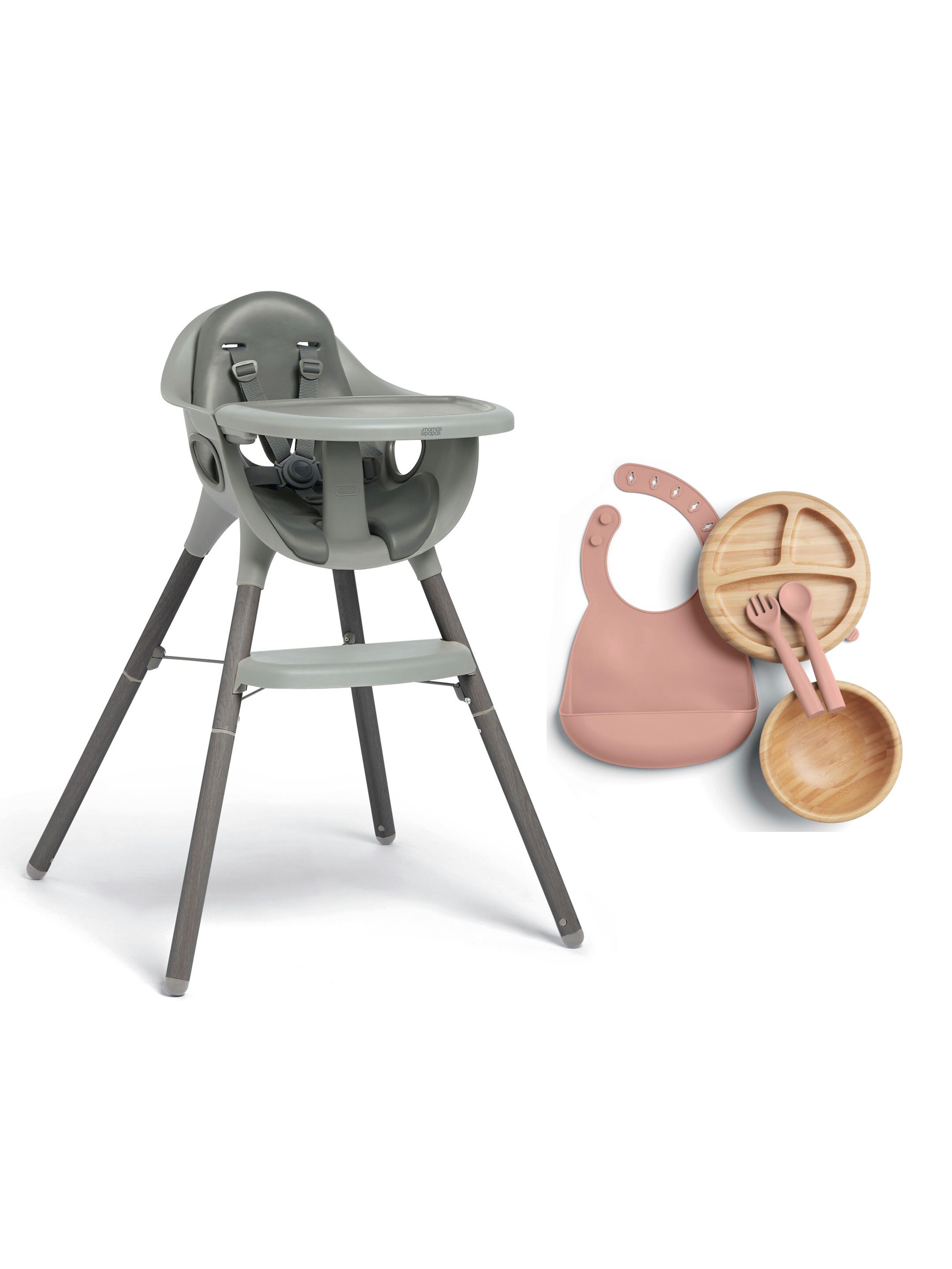 Juice High Chair with bamboo meal kits - Washed Grey image number 1