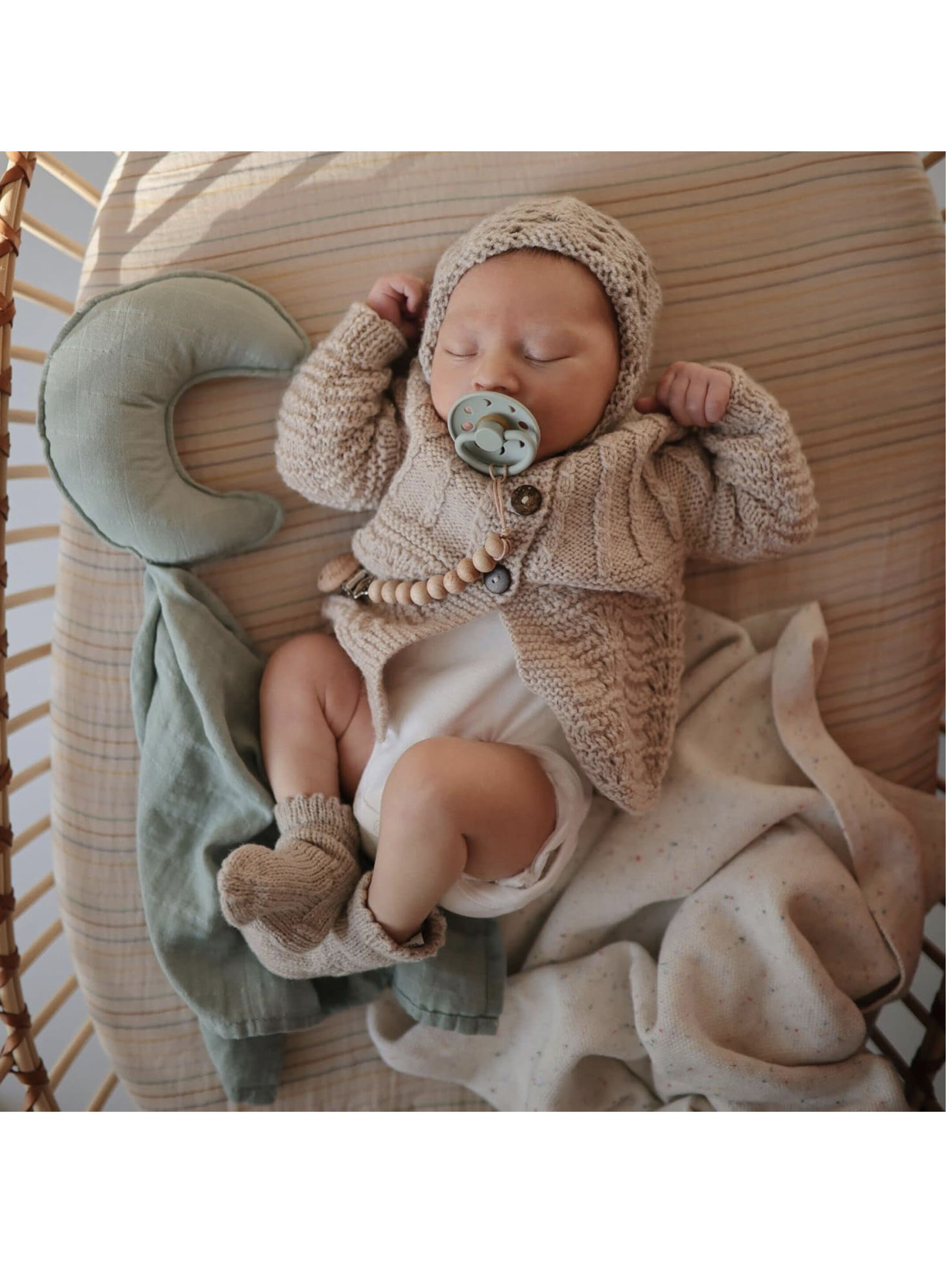FRIGG Moon Phase Silicone Baby Pacifier 6-18M 2-Pack Croissant/Portobello - Size 2 image number 3
