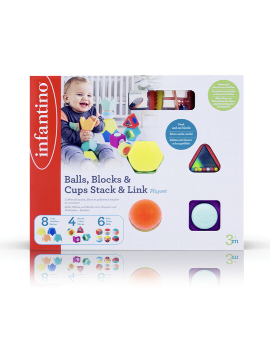 Infantino Balls, Blocks & Cups Stack & Link Playset image number 3