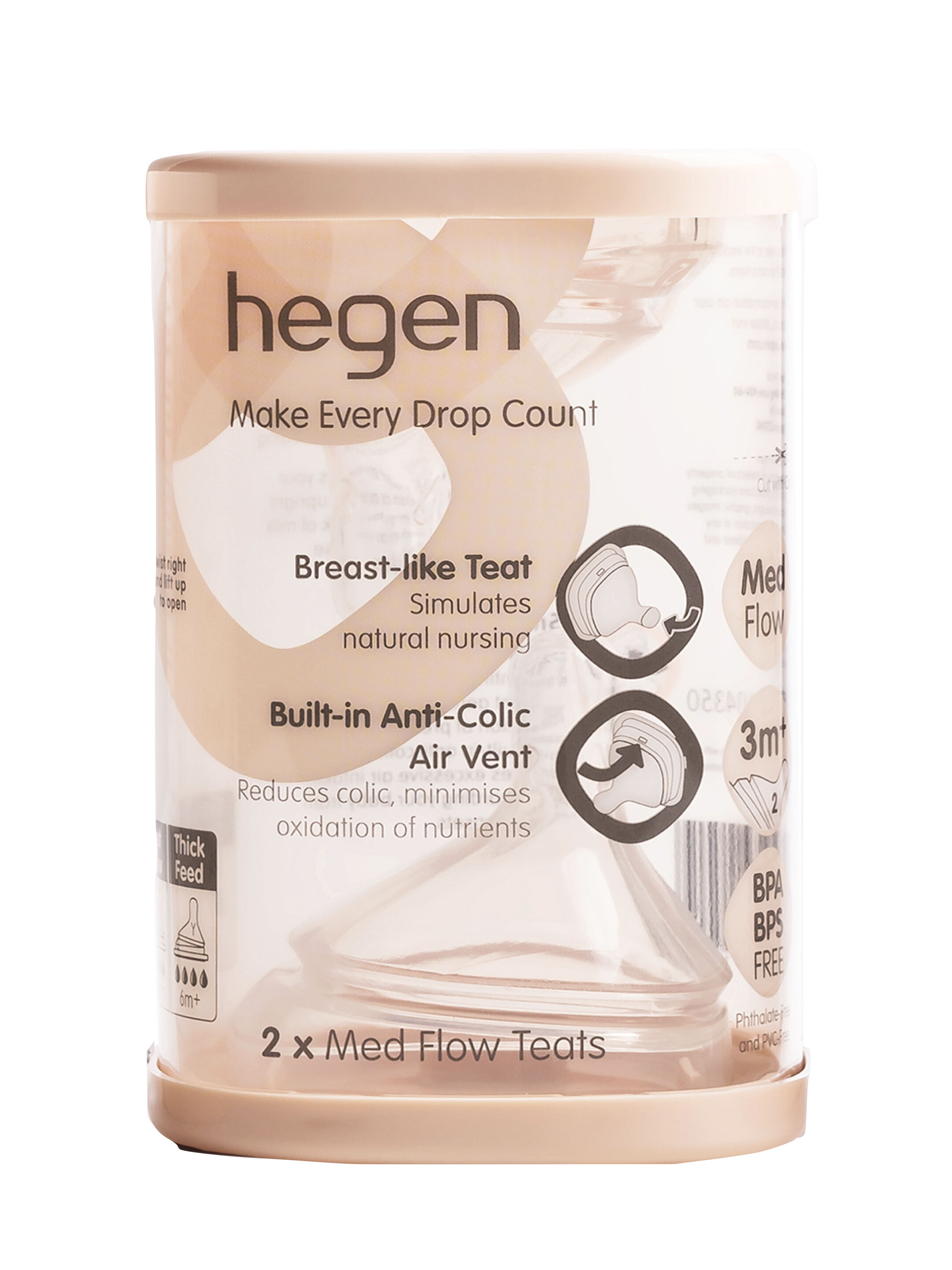 Hegen Teat Medium Flow (2-pack) - 3 to 6 months