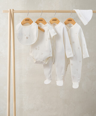 Celestial Newborn 5 Piece Set - Sleepsuits, Bodysuits & Bib
