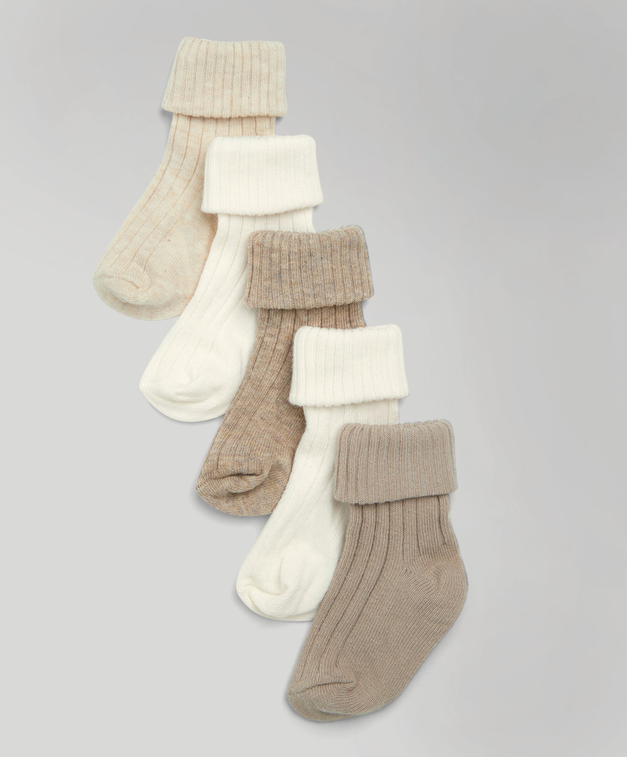 5 Pack Ribbed Socks - Sand image number 1