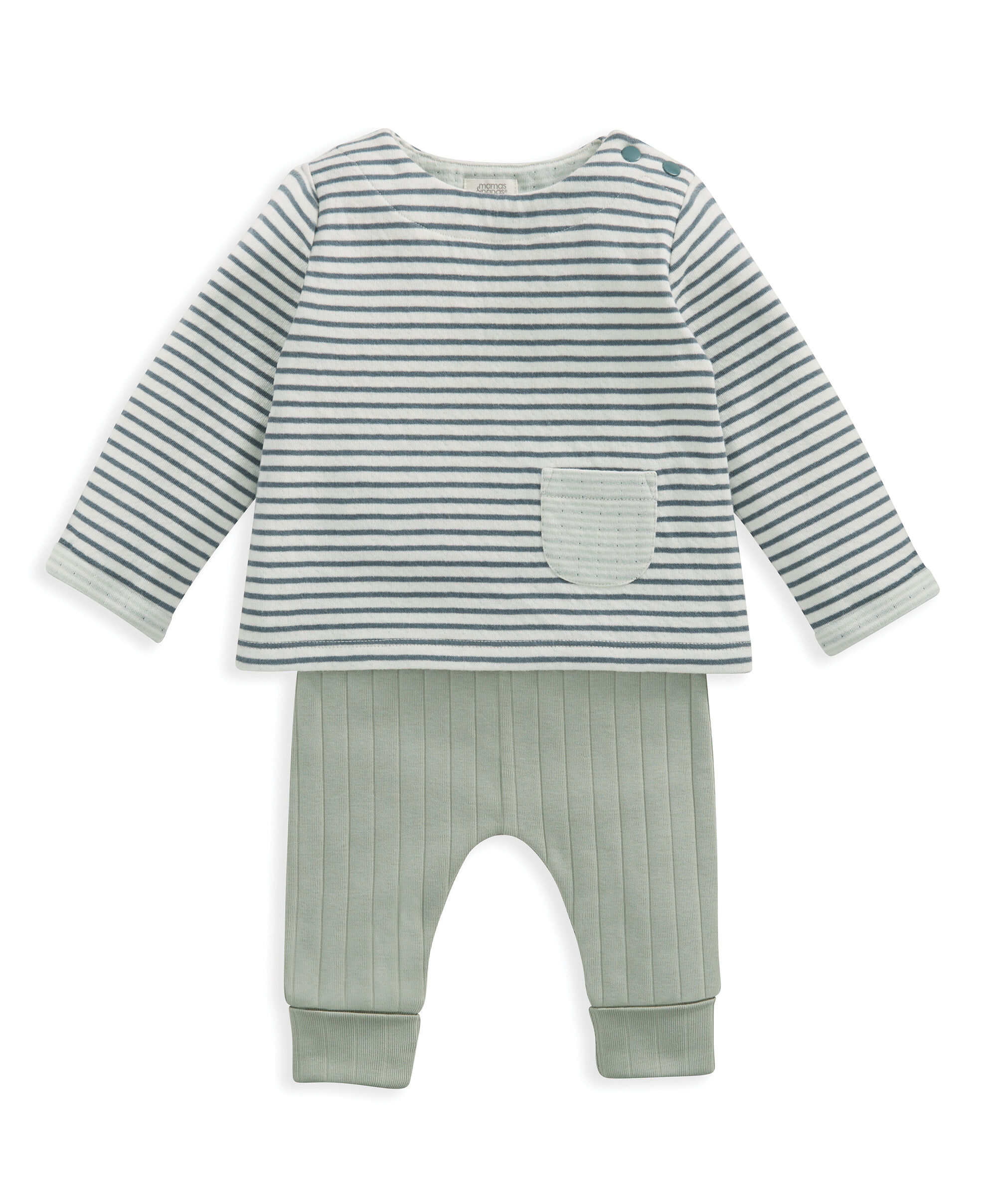 Stripe Top & Leggings Outfit Set - Blue image number 4