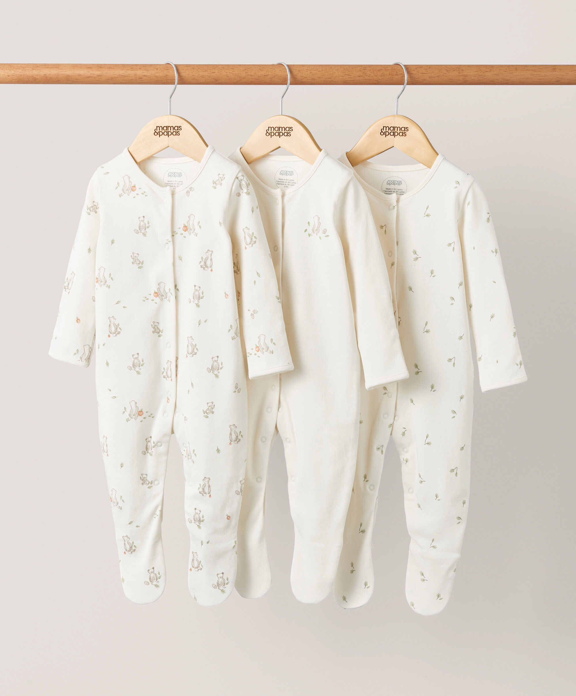 Bear Sleepsuits (Set of 3) - Sand image number 1