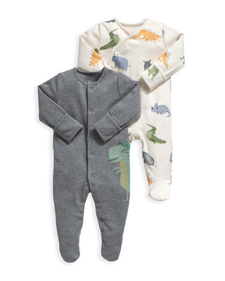 2 Pack Dino Sleepsuits