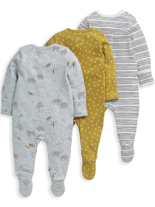 3 Pack Safari Sleepsuits image number 2
