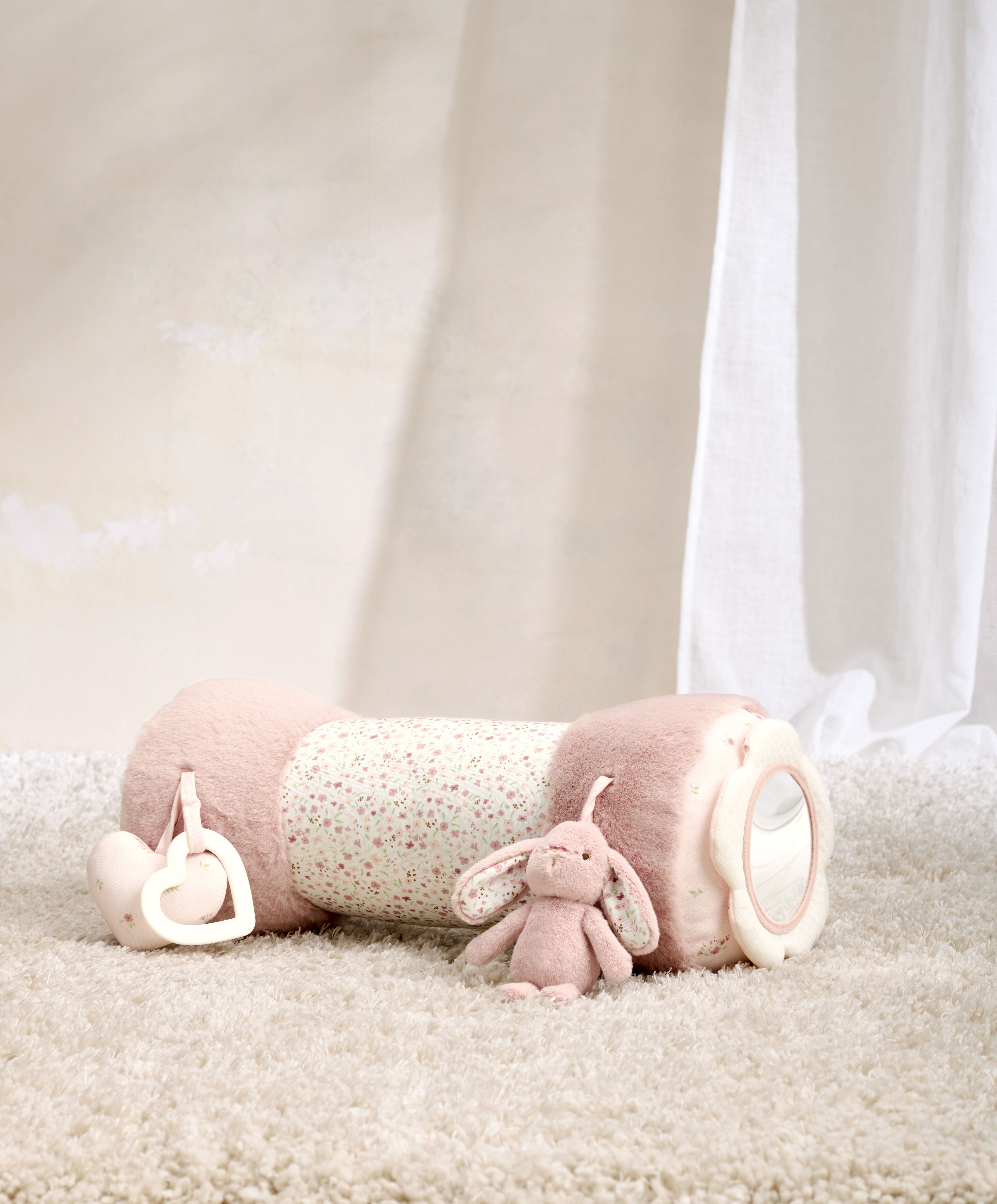 Welcome to the World Bunny Tummy Time Roll - Pink image number 1