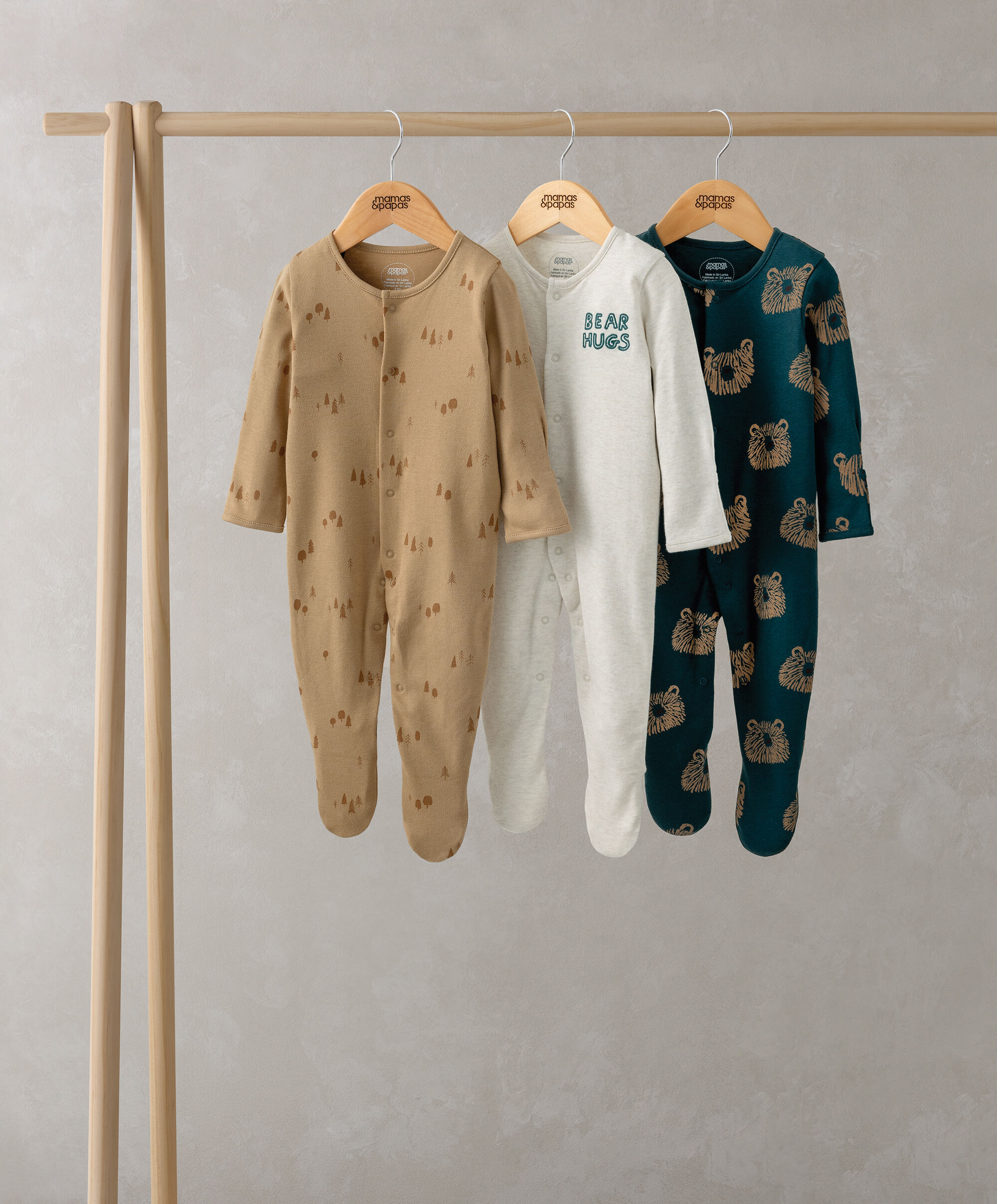 Bear Sleepsuits (Pack of 3) image number 1