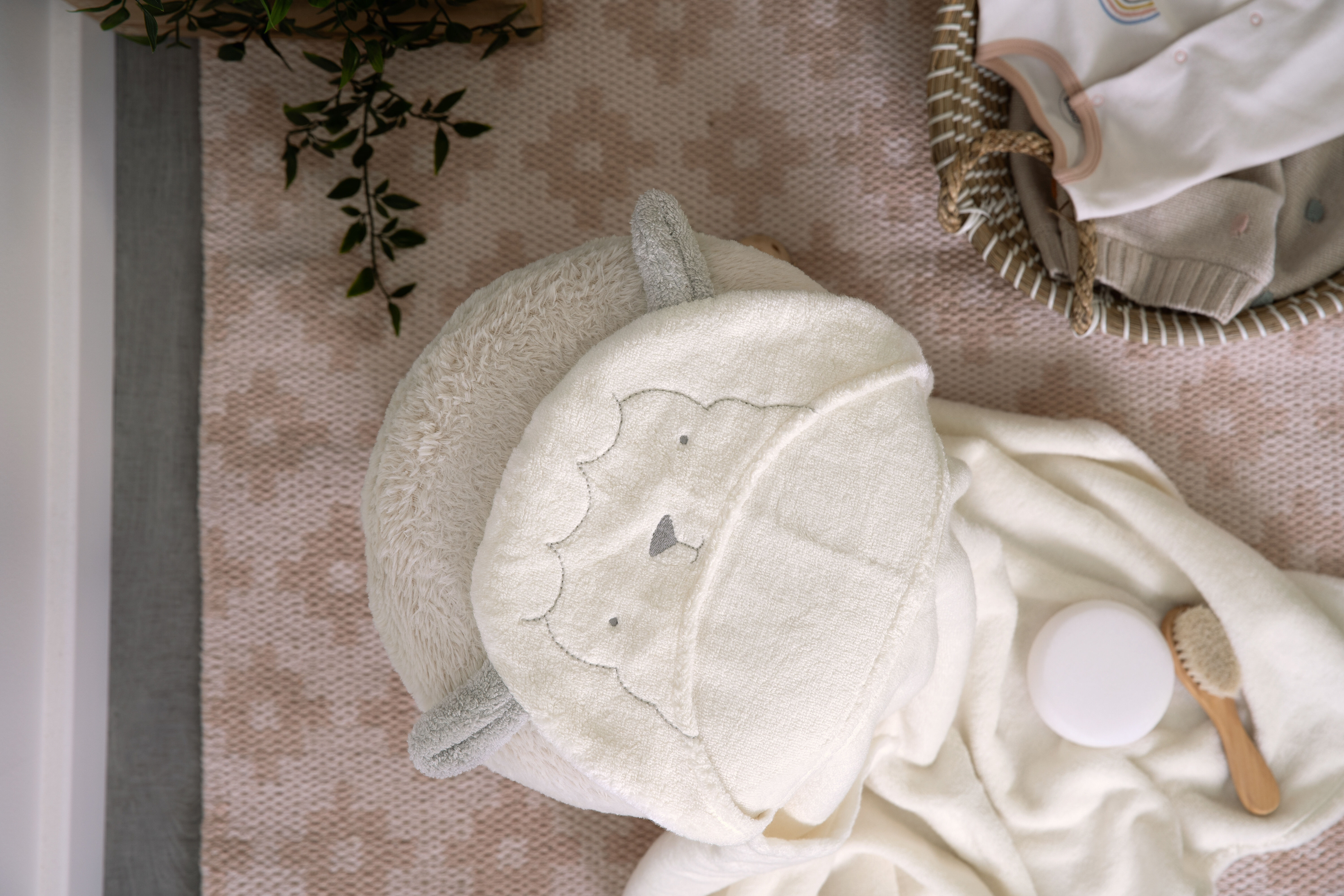 Hooded Baby Towel - Lamb image number 2