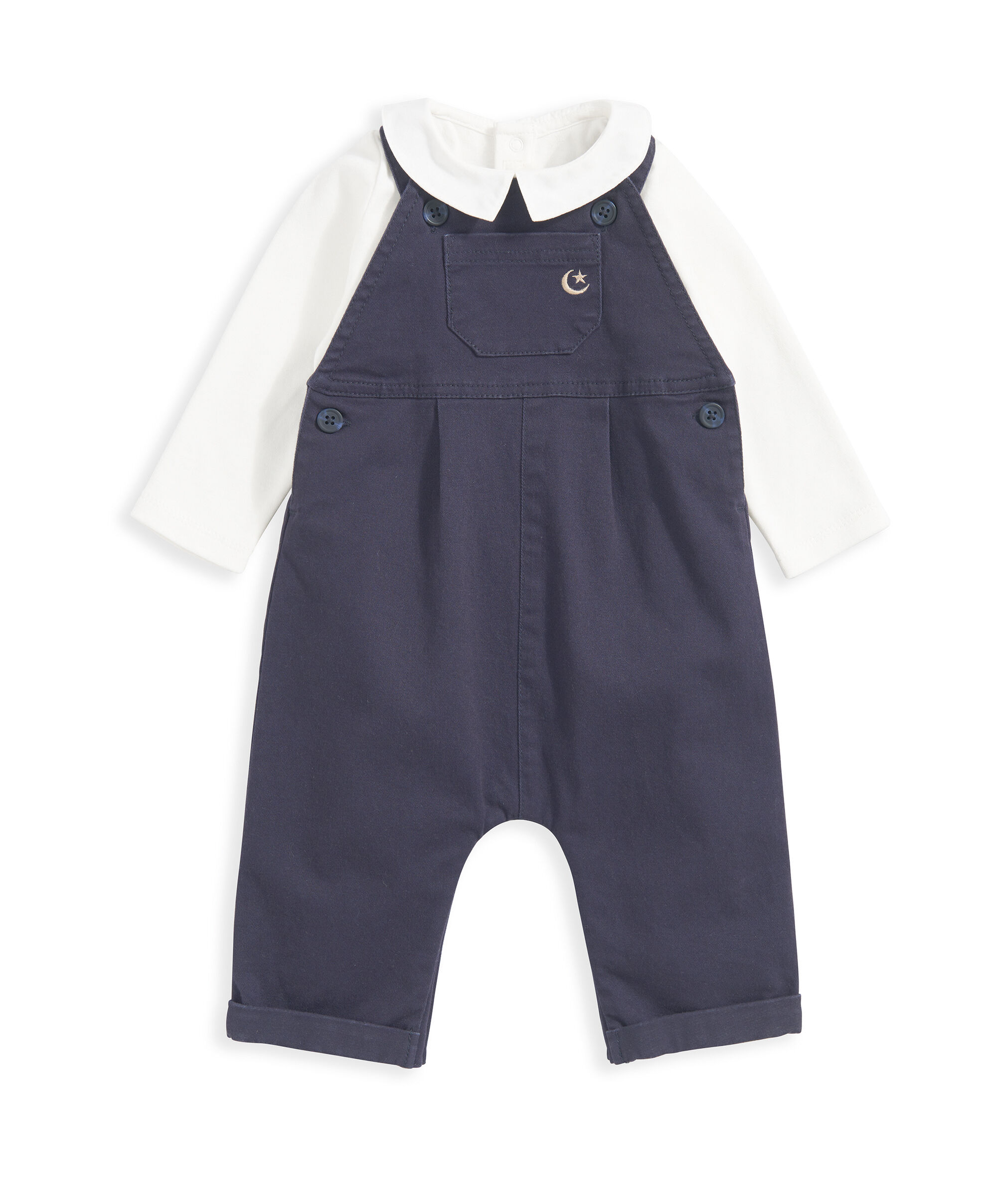 Eid Woven Dungarees & Bodysuit - Blue image number 2