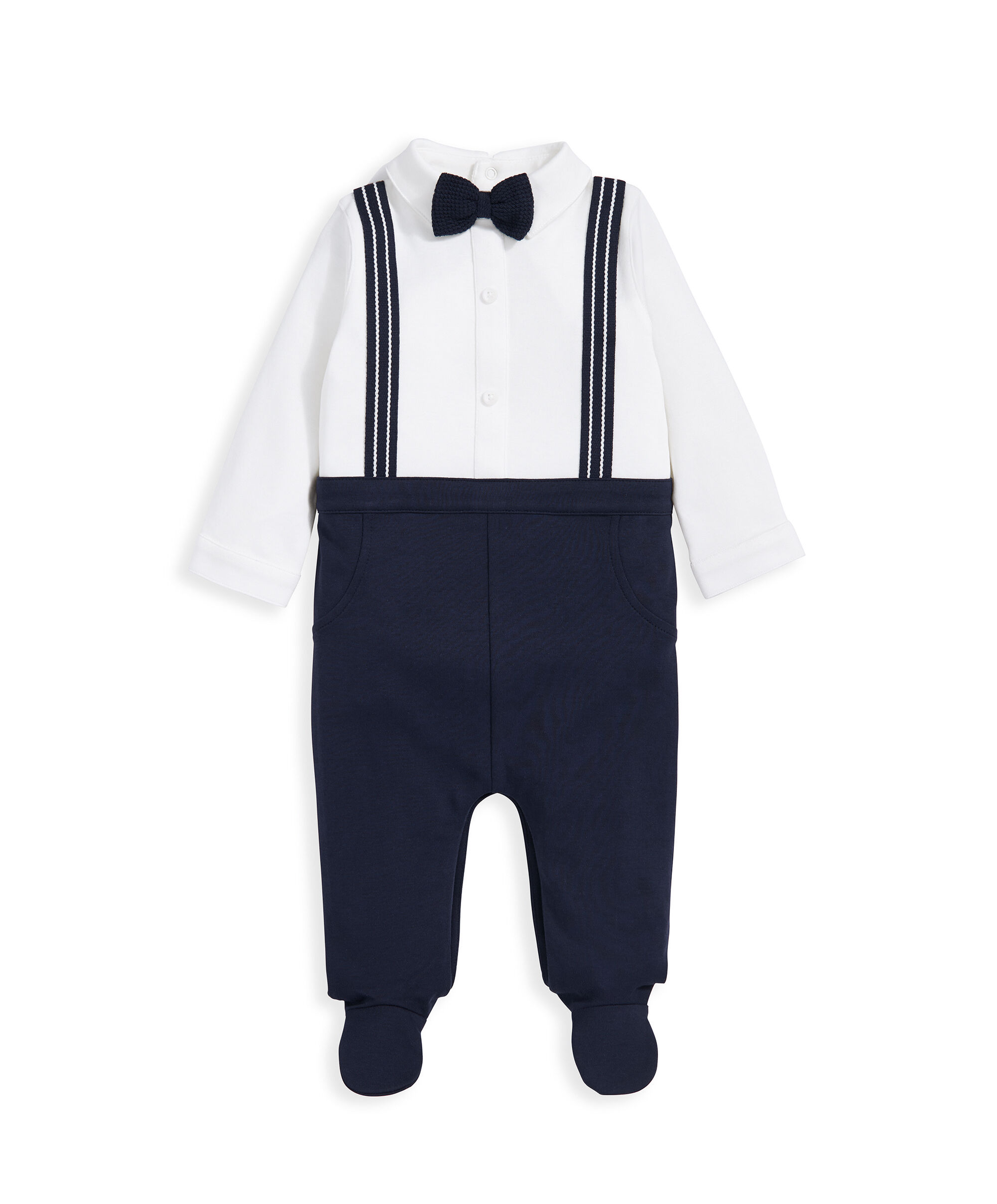 Mock Braces Sleepsuit - Navy image number 2