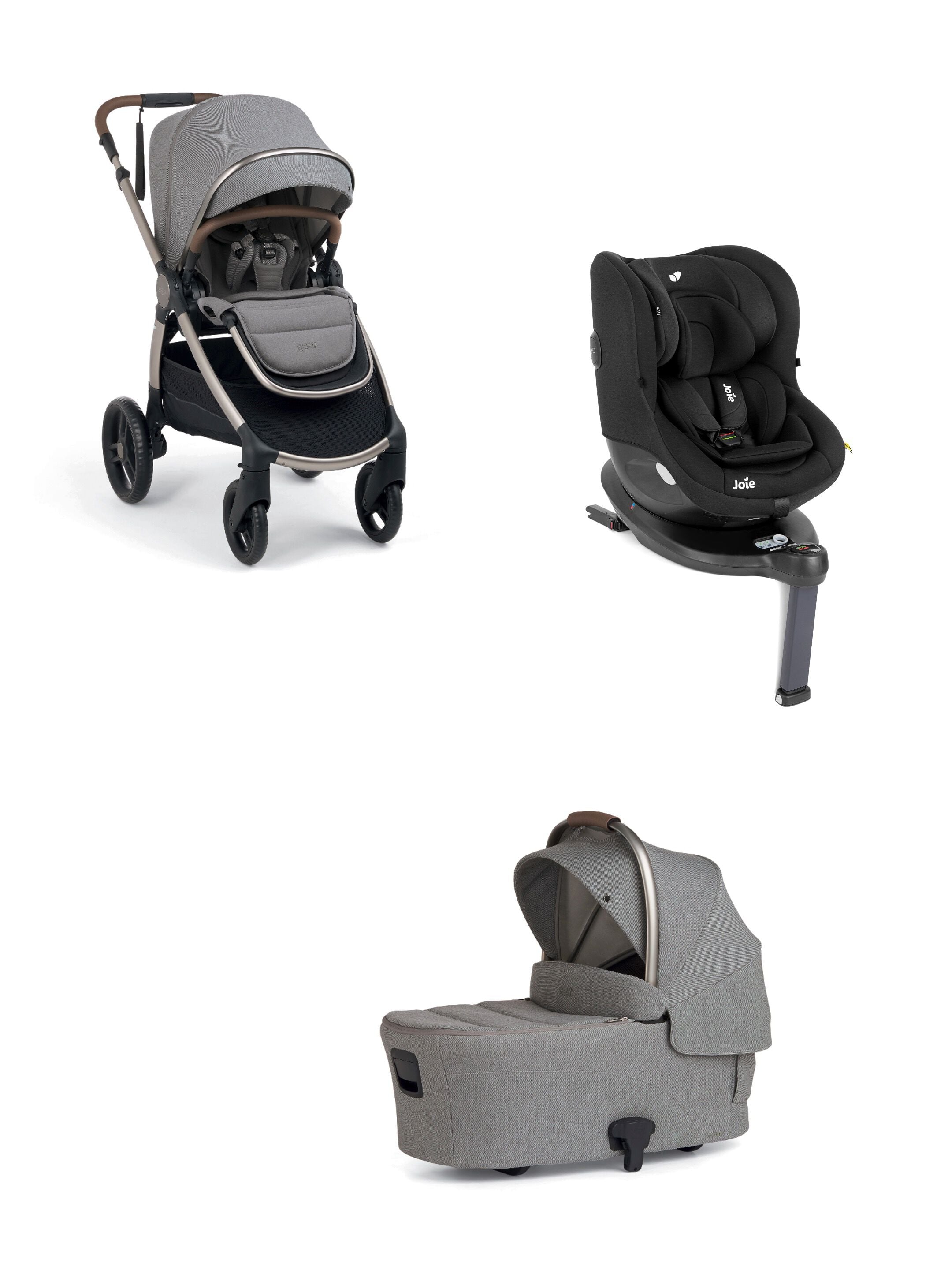 Ocarro 2 Pushchair and Carrycot Bundle with Joie i-Spin 360 Car Seat (3 Pieces) - Eclipse