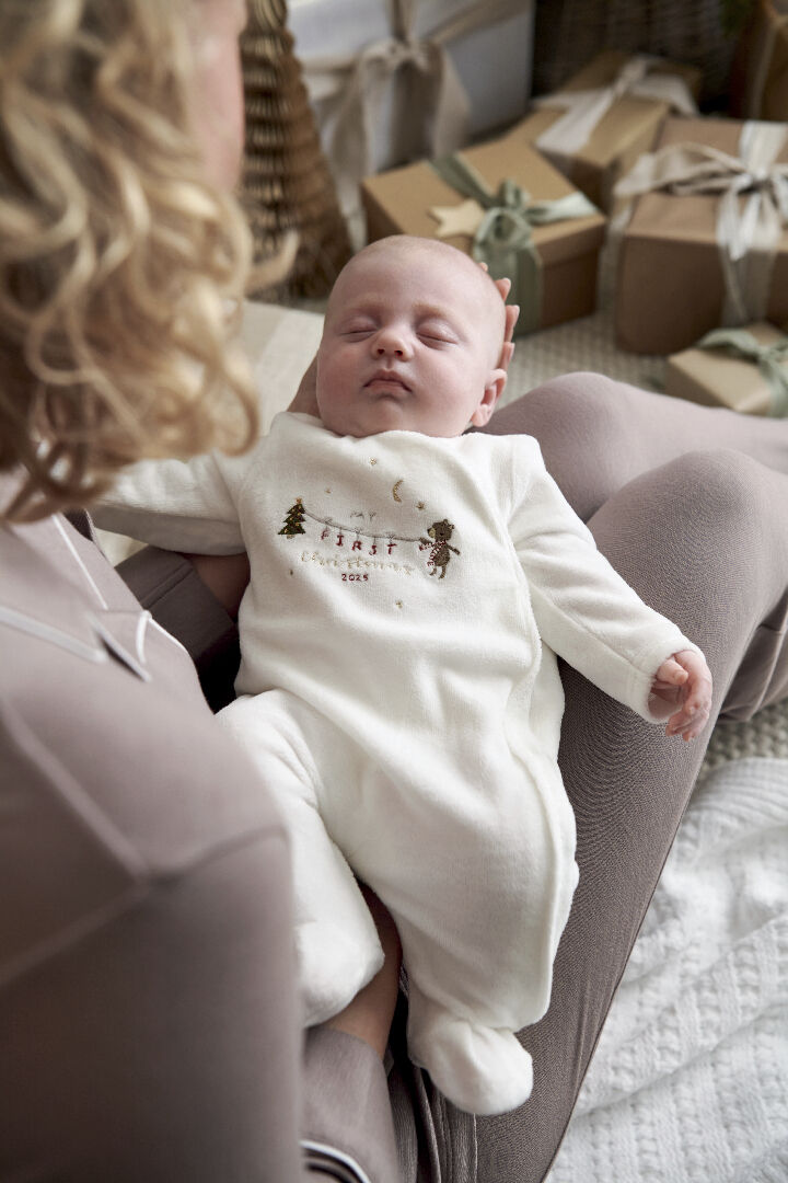 My First Christmas Velour All-in-one image number 1