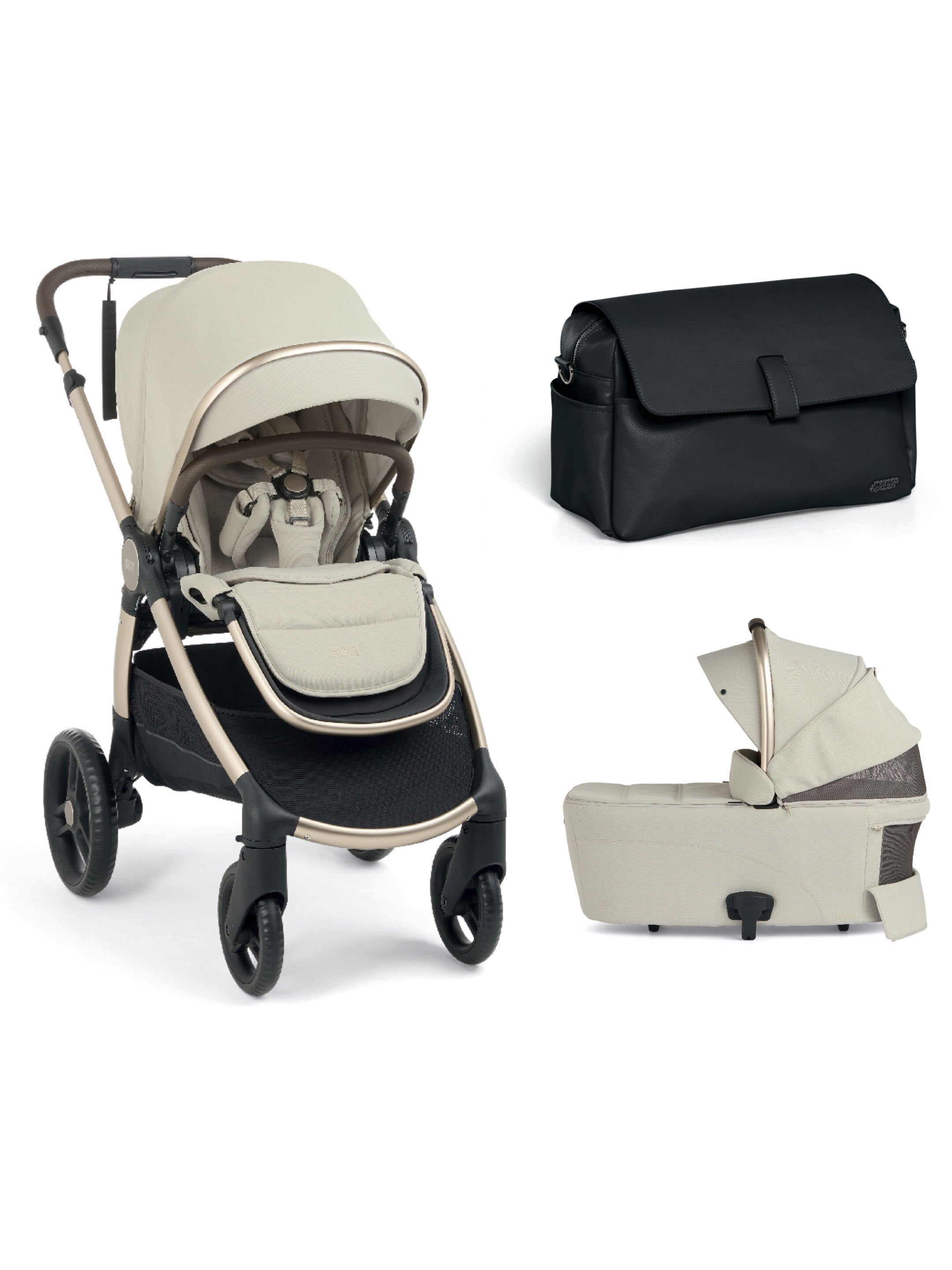 Ocarro 2 Pushchair and Carrycot Bundle with Stroller Organiser (3Pieces) - Eclipse