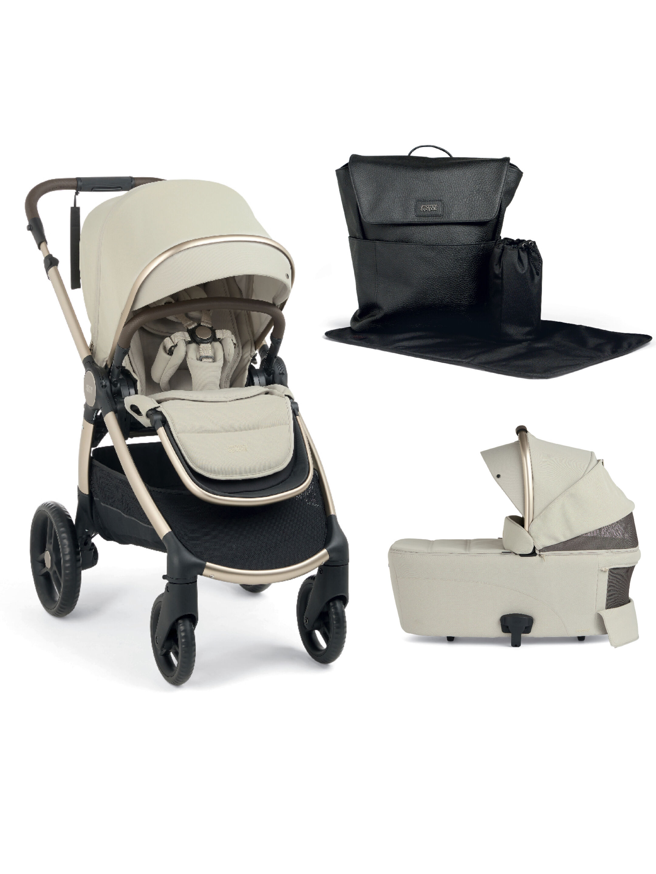 Ocarro 2 Pushchair and Carrycot Bundle with Adjustable Changing Backpack (3Pieces) - Eclipse