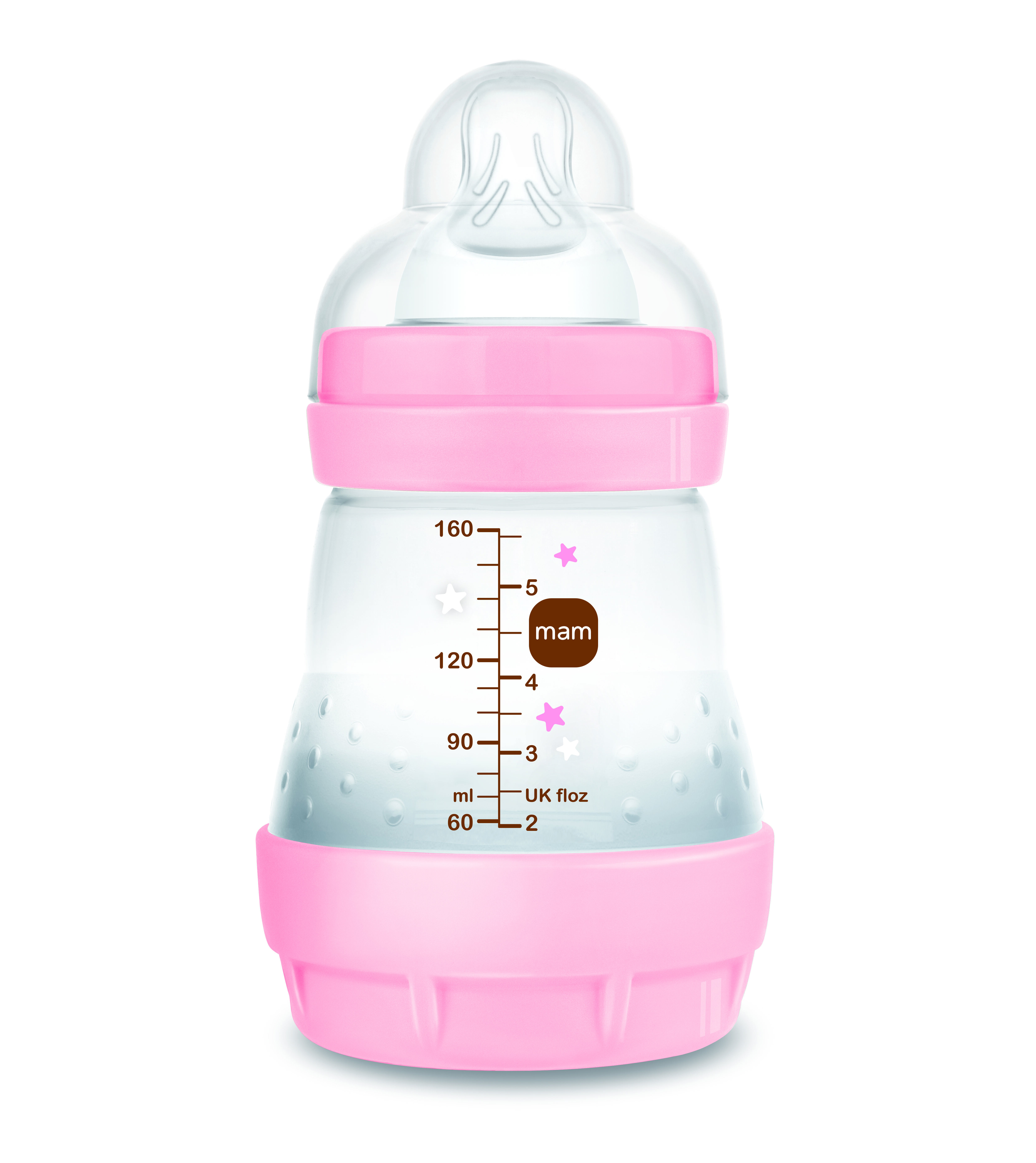 Mam Baby Easy Start Anticolic Silicone Bottle - 0 M+ | Sealife Pink - 160 Ml -  Pack of 1