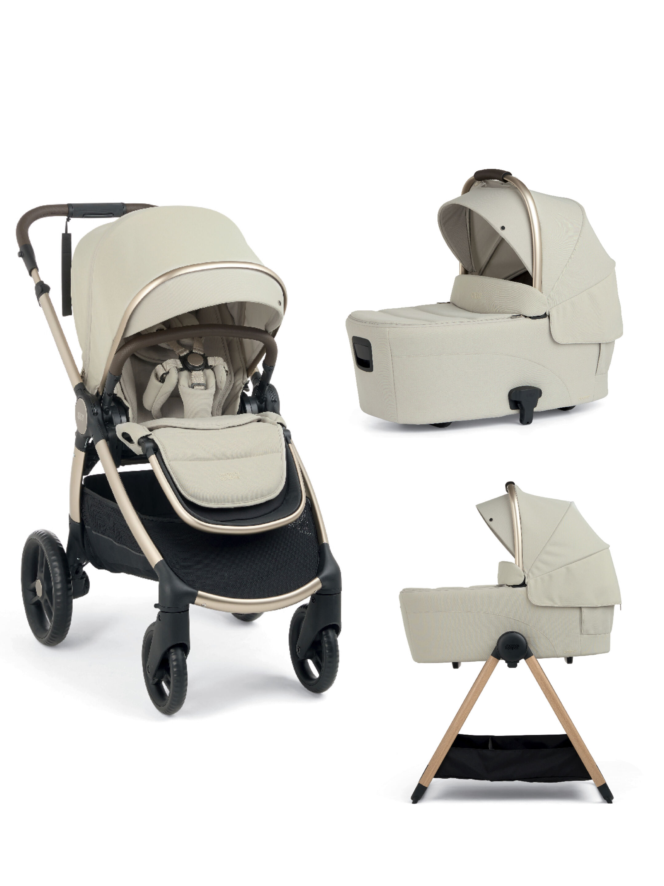 Ocarro 2 Pushchair and Carrycot Bundle with Stand (3-Pieces) &ndash; Shell