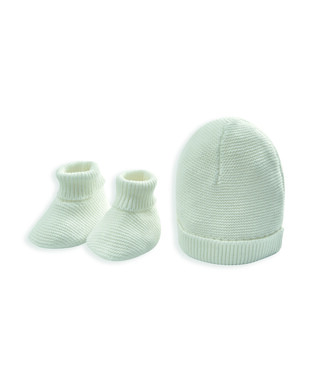 2 piece Fine Knit Hat & Booties Set
