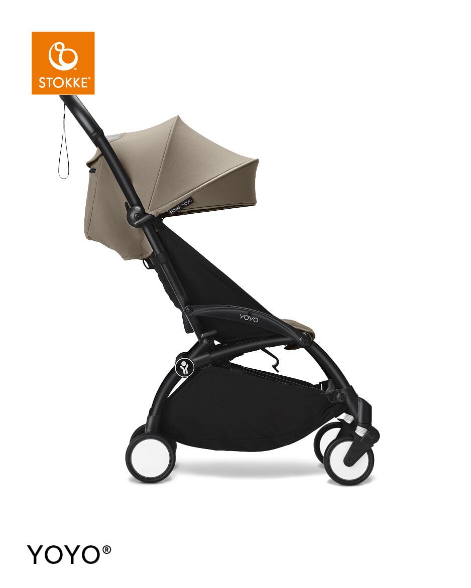 Stokke YOYO3 Black Frame with 6+ Color Pack - Taupe & Cup Holder (3 Pieces)
