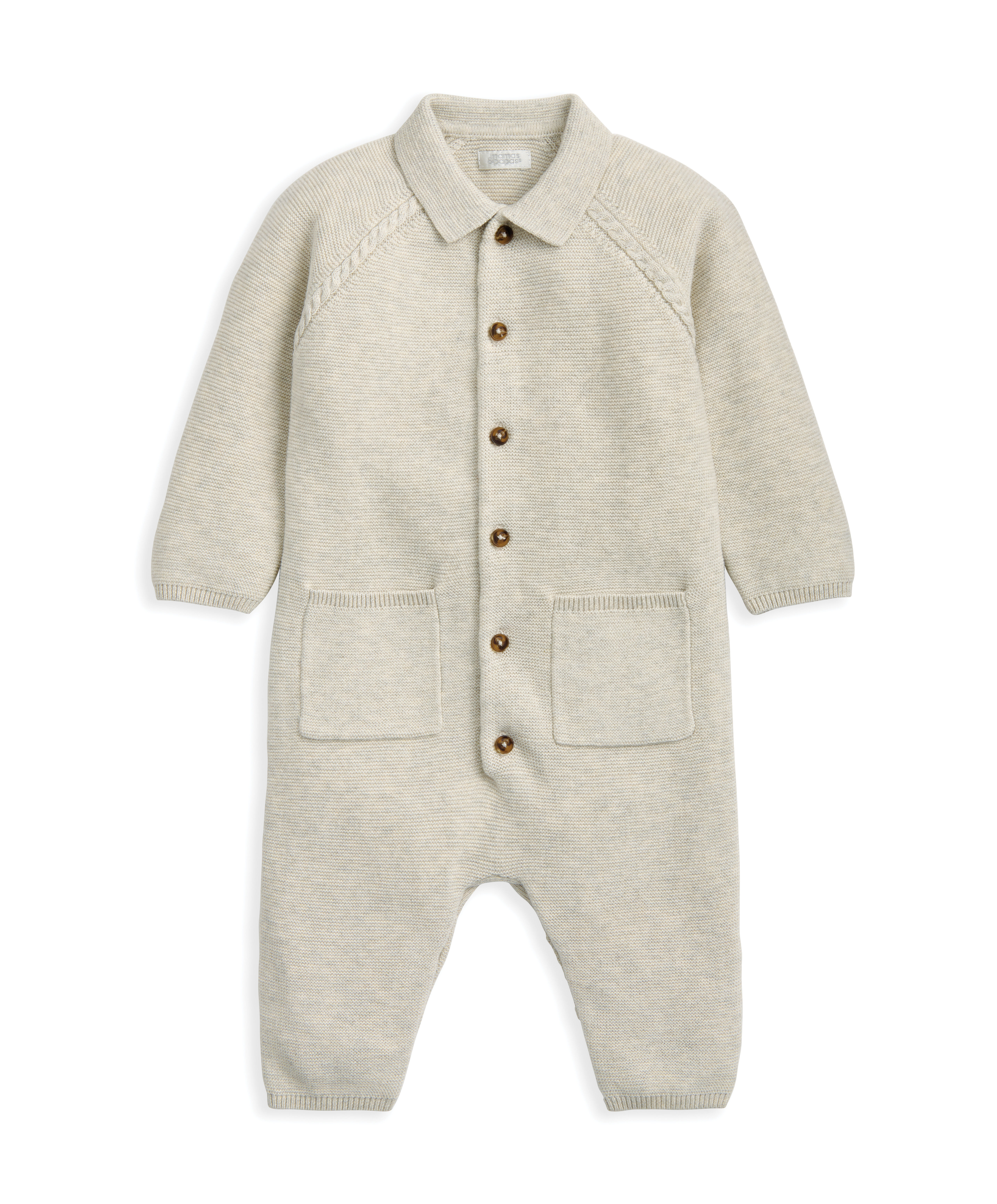 Collared Knit Romper - Oatmeal image number 2