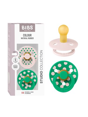 BIBS Pacifier Studio Colour 2 Pack Polka Latex Size 1 Petal Cactus