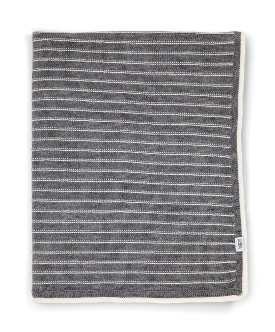 Knitted Blanket - 70 x 90cm - Grey Stripe image number 1