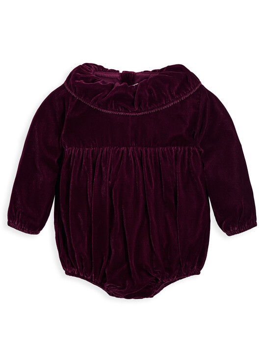 Berry Velour Frill Romper image number 1