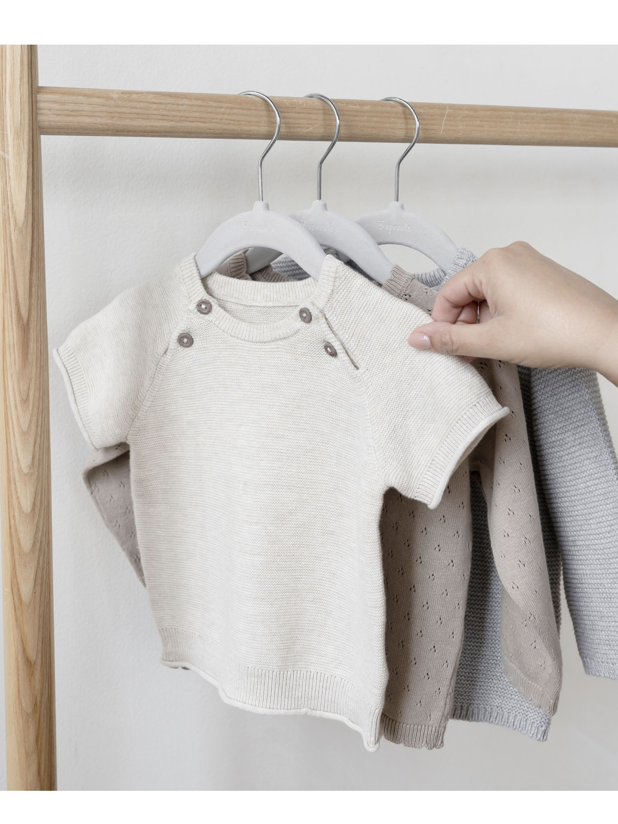 3 Sprouts Velvet Hanger - Gray (Set of 15) image number 2