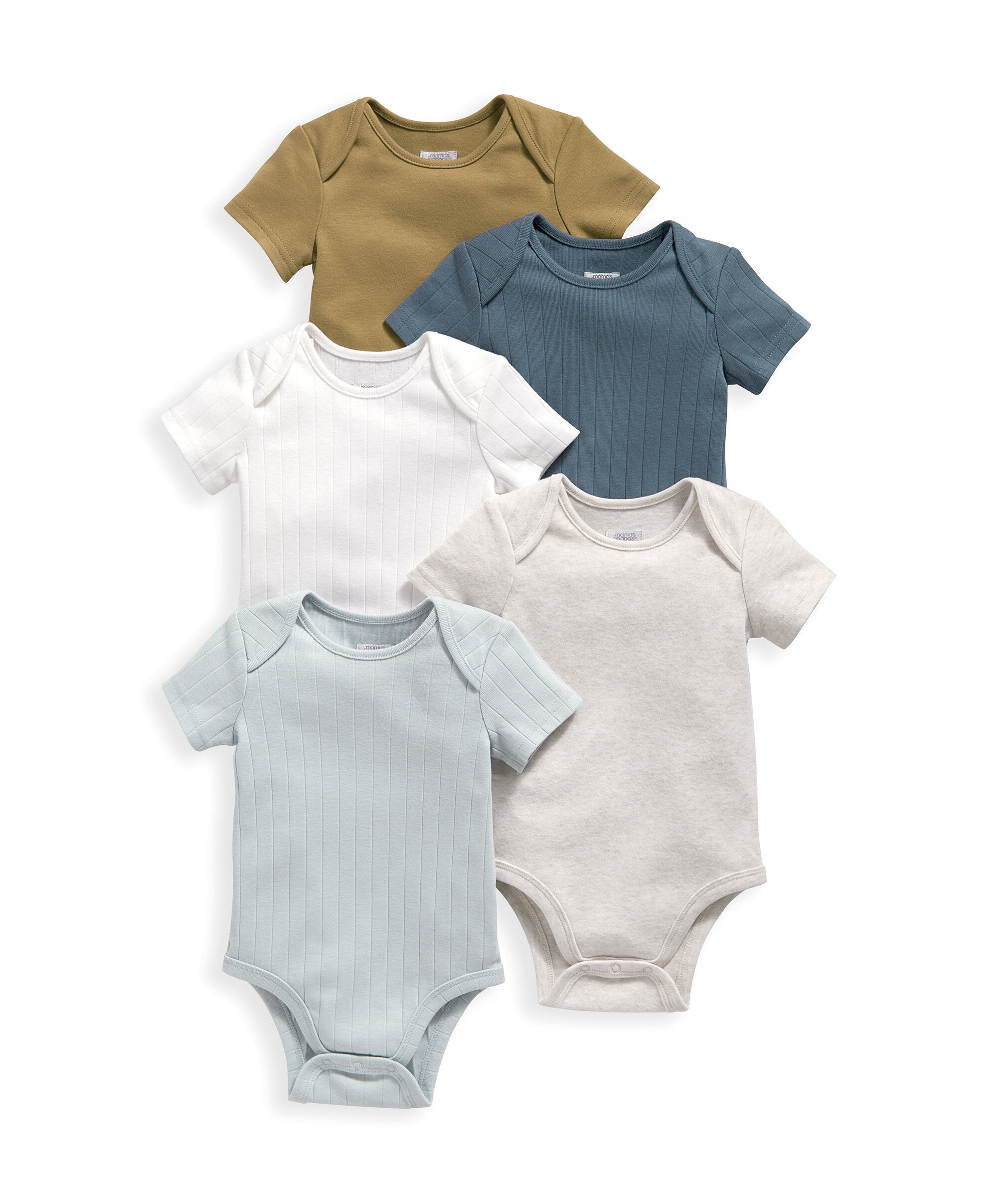 5 Pack Ribbed Short Sleeve Bodysuits image number 2