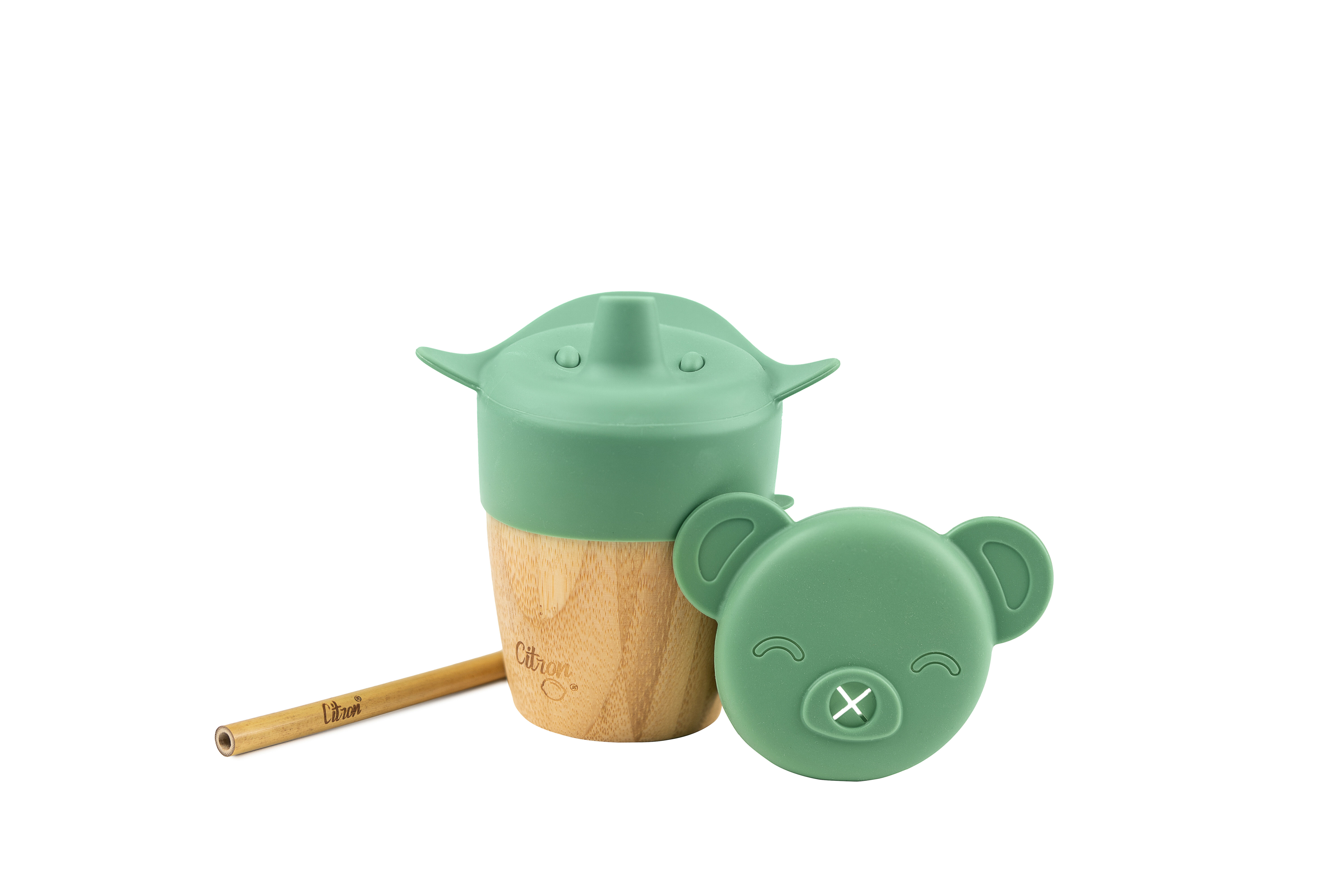 Citron Organic Bamboo Cup W Lids Pastel Green