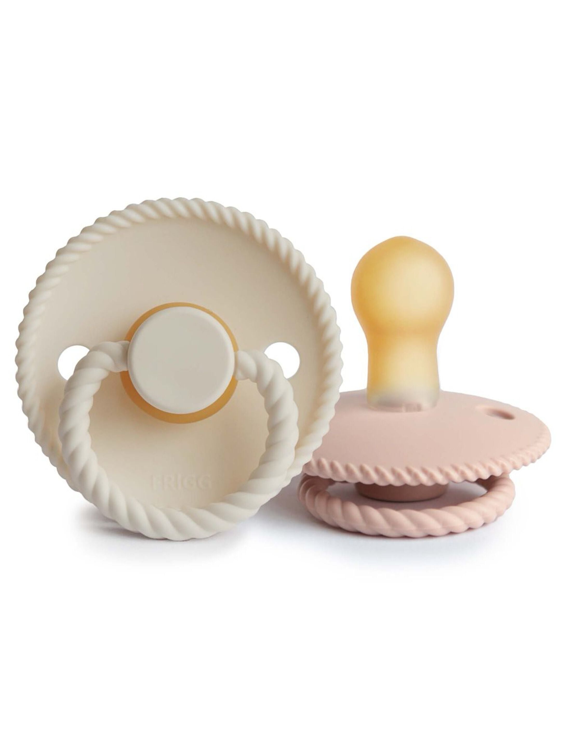 FRIGG Rope Latex Baby Pacifier 0-6M 2-Pack Blush/Cream - Size 1