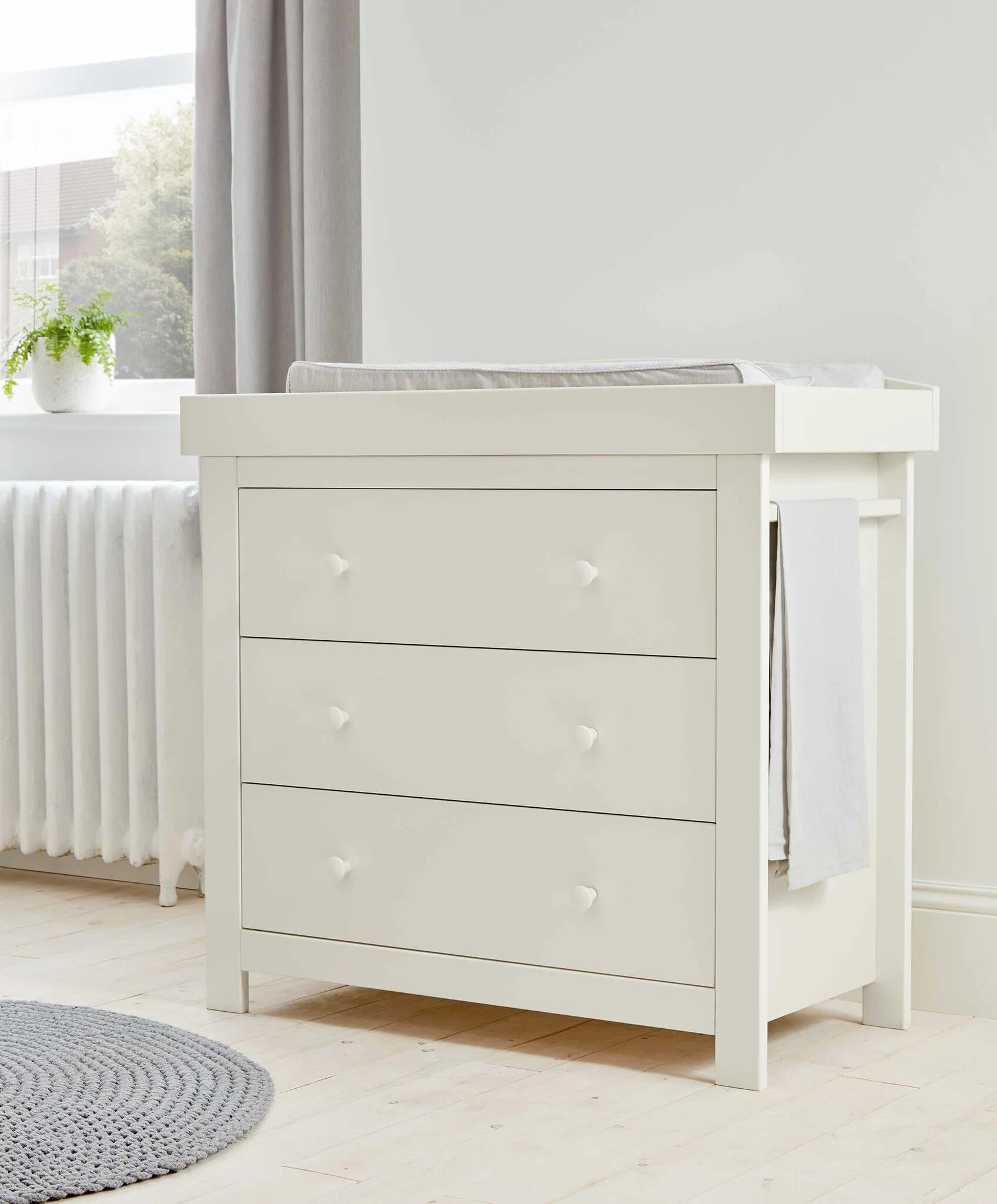 Mia 3 Piece Cotbed Set with Dresser Changer and Wardrobe- White image number 3