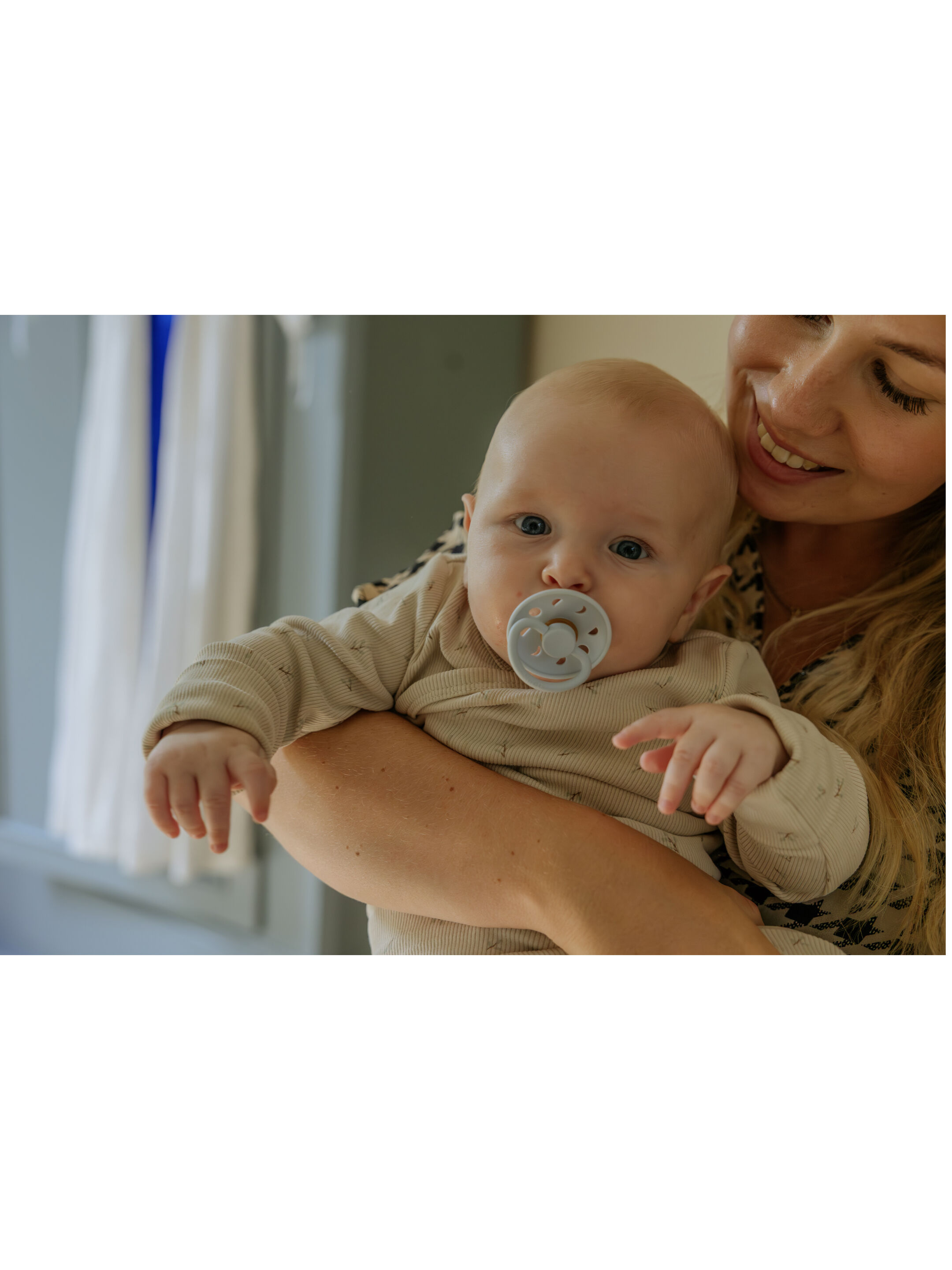FRIGG Moon Phase Silicone Baby Pacifier 6-18M 2-Pack Stone Blue Night/Cream Night - Size 2 image number 6