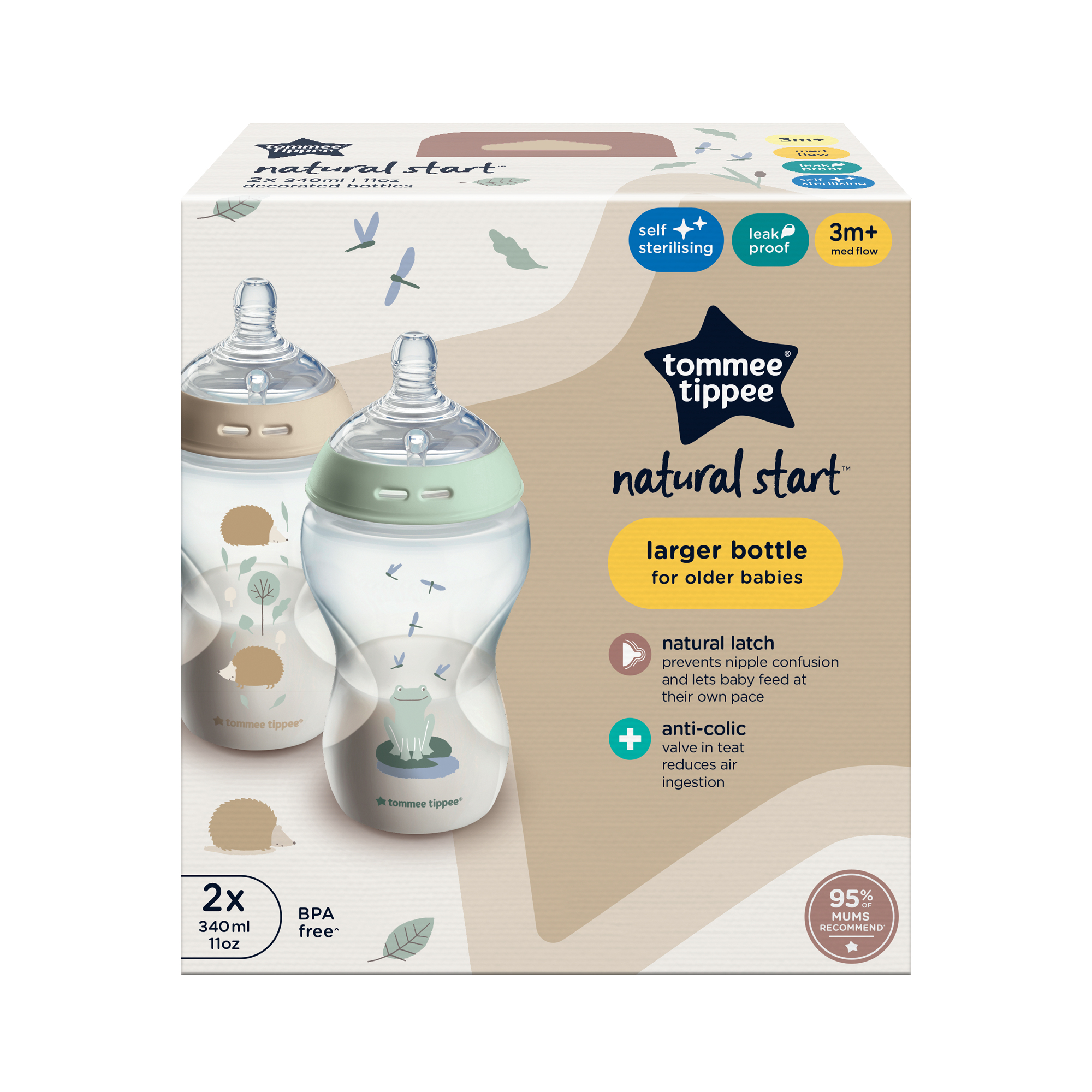 Tommee Tippee Natural Start 2X 340ml Bottles image number 2