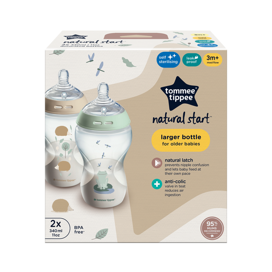 Tommee Tippee Biberon Natural Start 2x 340ml - Imitation Sein Maternel Anti-Colique