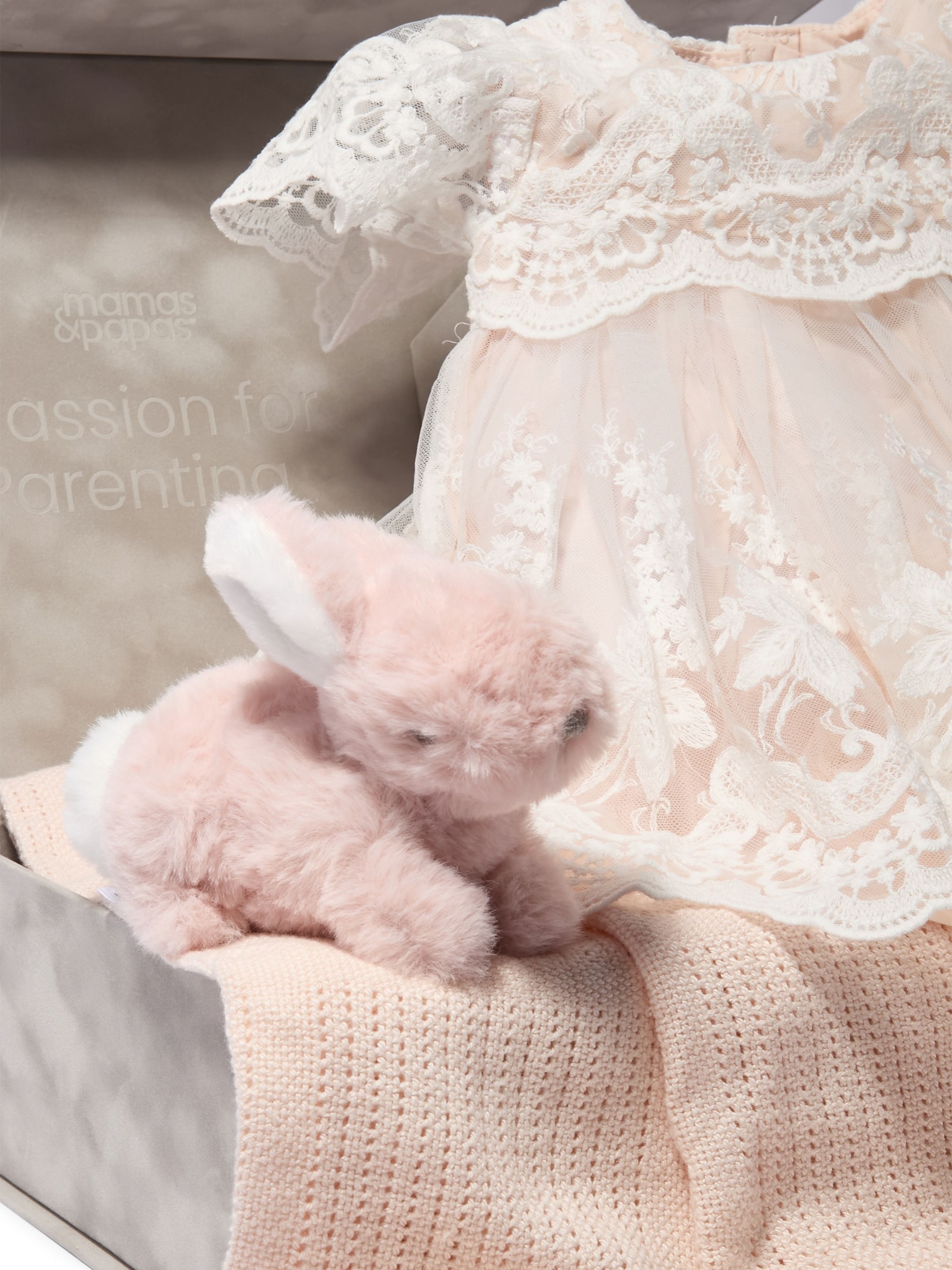 Lace Frill Sleeve Dress Baby Gift Set with Pink Blanket & Bunny image number 3