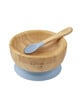 Citron Organic Bamboo Bowl 300ml Suction + Spoon Dusty Blue image number 1