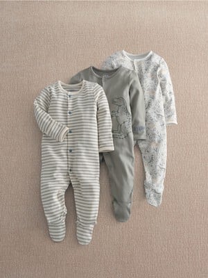 Mamas & Papas 3Pk Born to Roar Sleepsuits