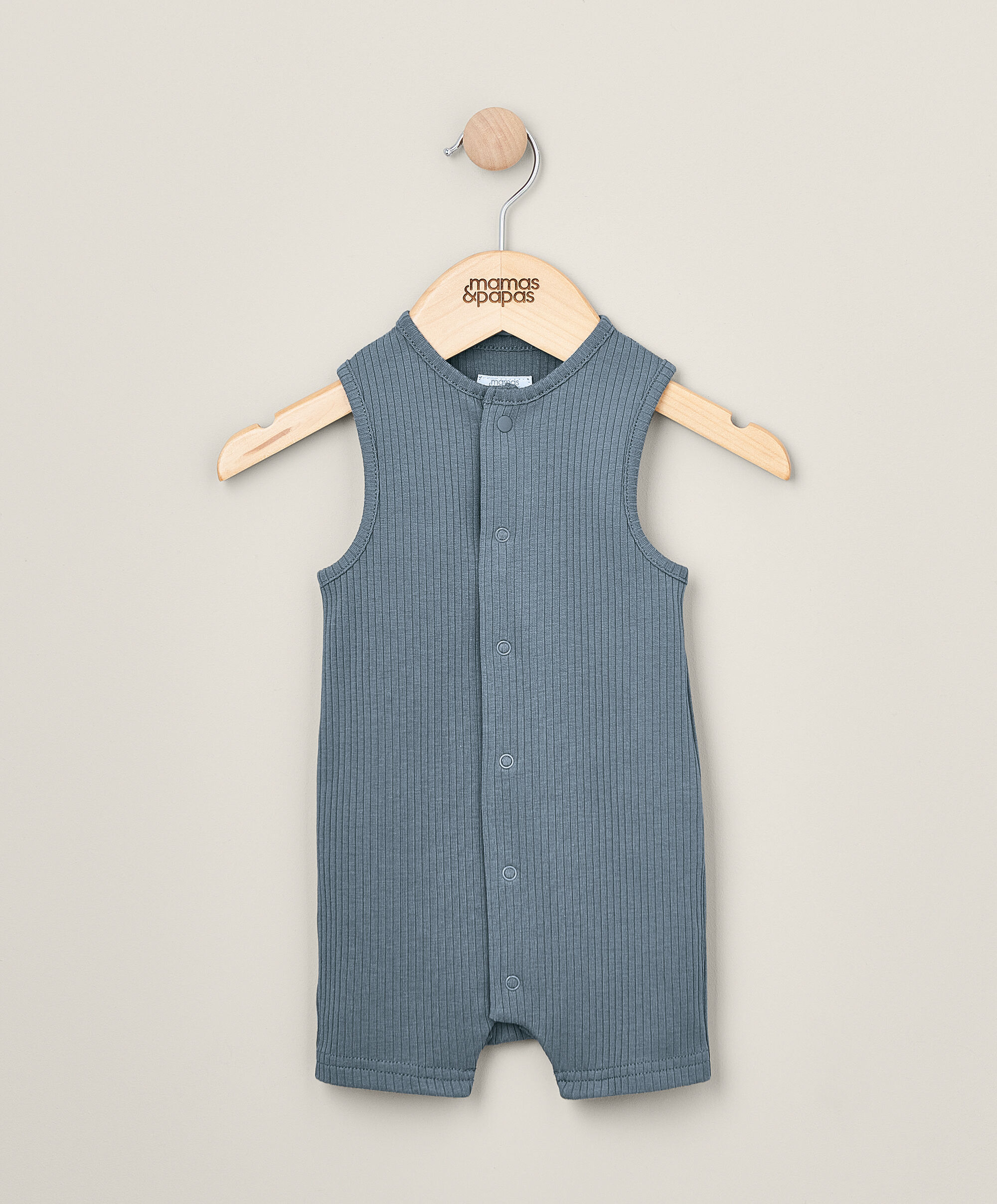 Ribbed Sleeveless Romper - Blue image number 1