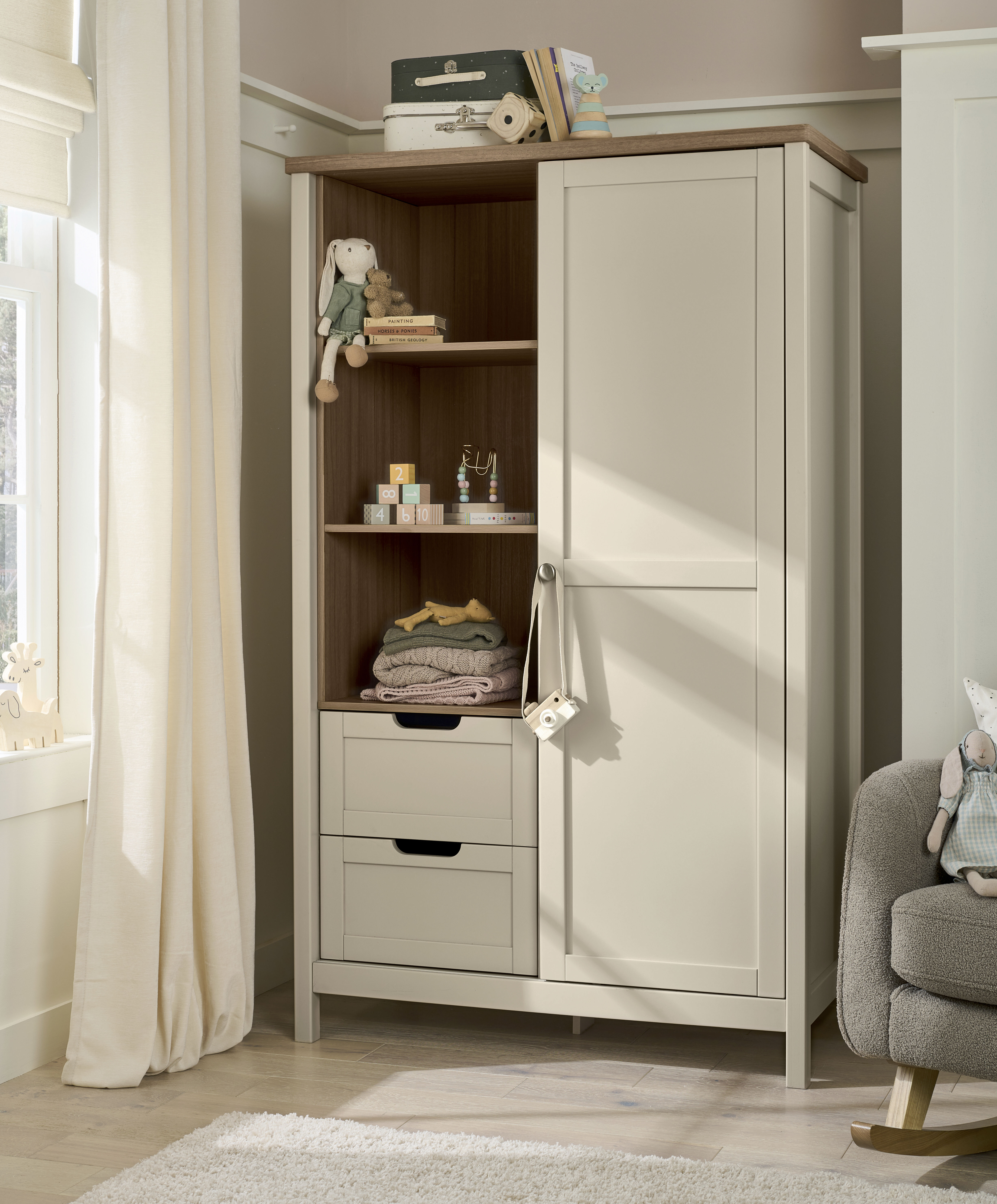 Harwell 4 Piece Cotbed Set with Dresser Changer ,Wardrobe and Nanit Monitor - Cashmere image number 5