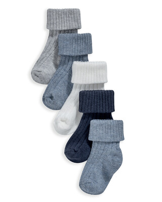 5 Pack Ribbed Socks Blue